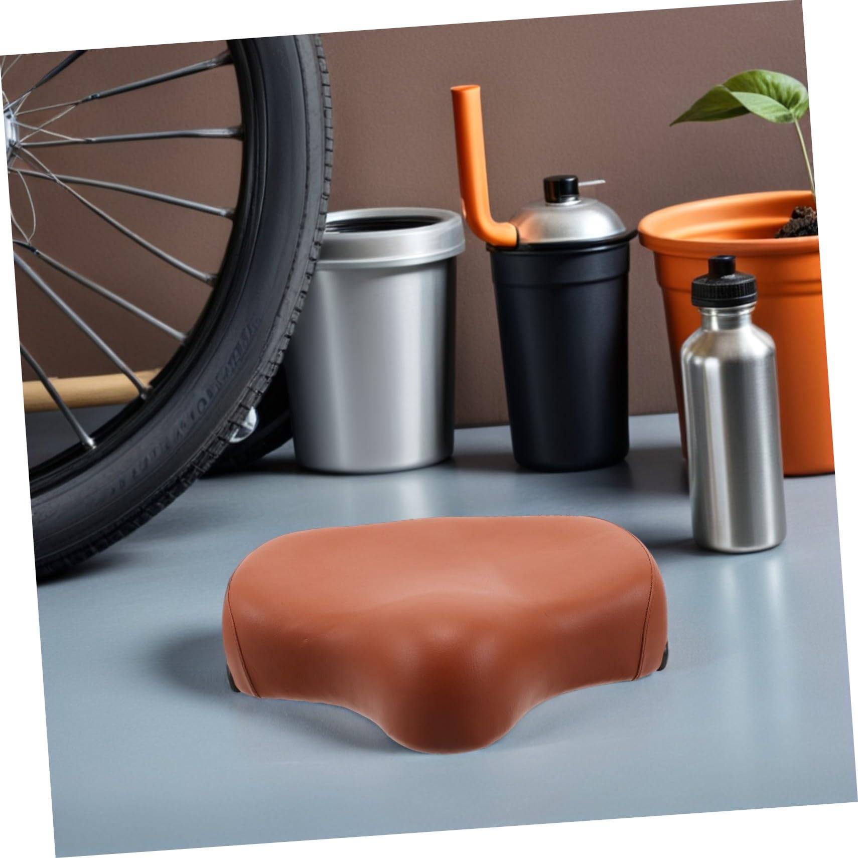 Mikinona Sella per Cyclette Marrone in Pu con Imbottitura in Spugna | Ricambio per Bici Fitness Indoor, Struttura Robusta, Accessorio per Allenamento Domestico