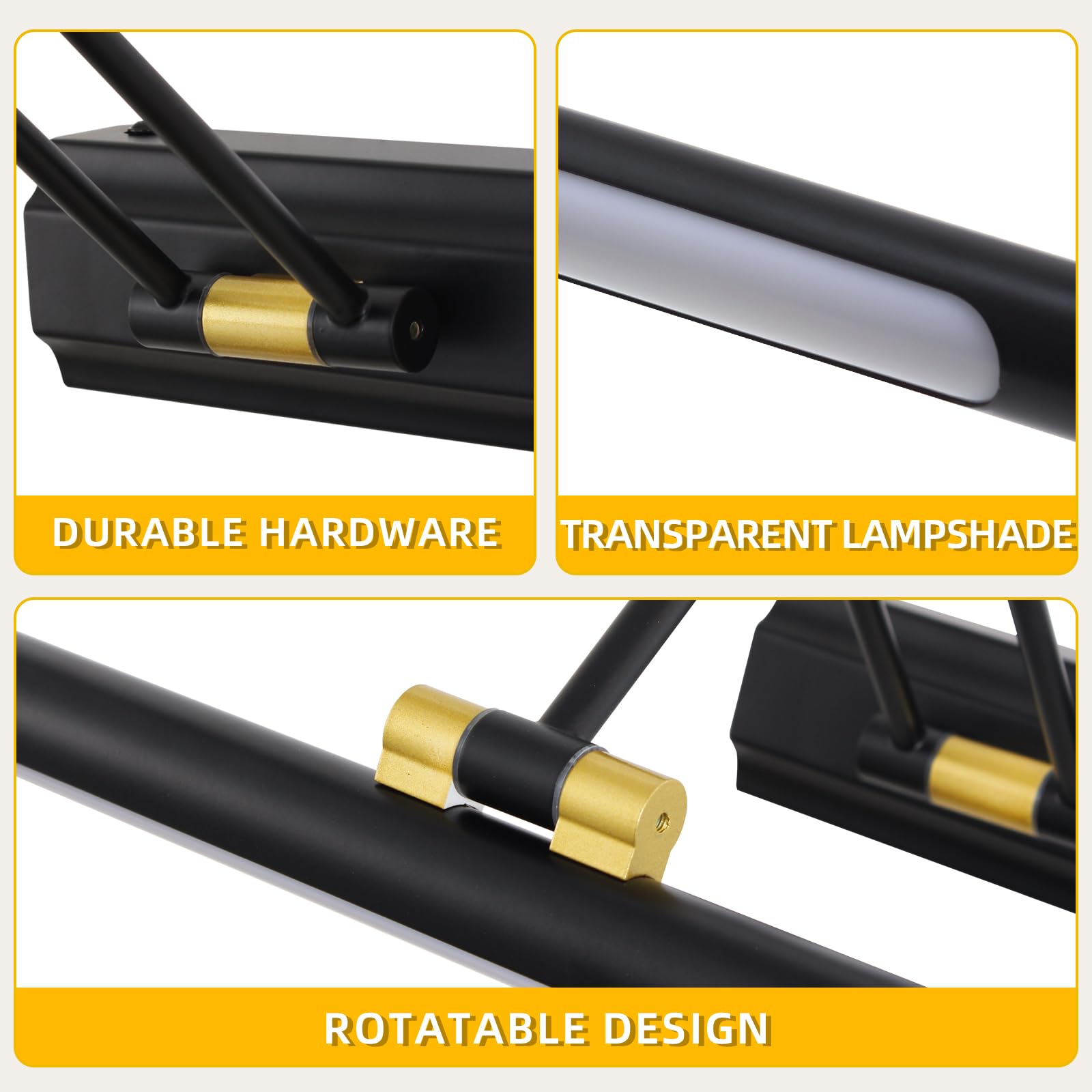 LED Luz de Espejo de Baño 12W 57CM, Iluminación Interior para Armario, Cuadro y Maquillaje - 4000K IP44