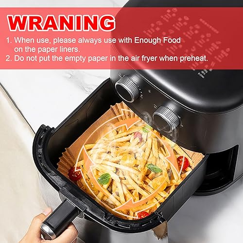 Miniatura 6 de Vailnd Forros Desechables para Freidora de Aire, 100 Piezas de 9 Pulgadas Max XL Grandes, Papel para Freidora de Aire, Hojas de Pergamino a Prueba