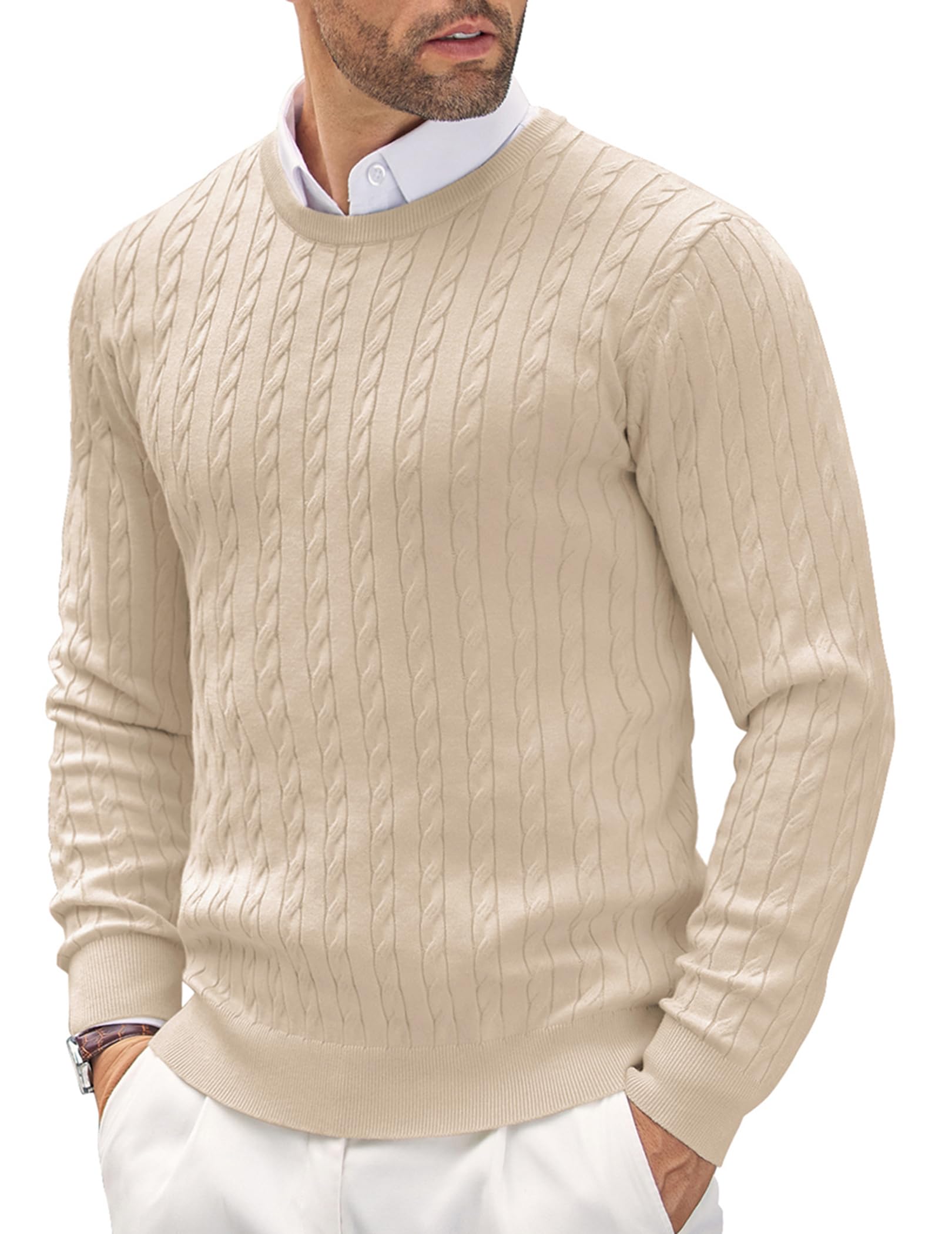 COOFANDY Twist Pattern Cable Knit
