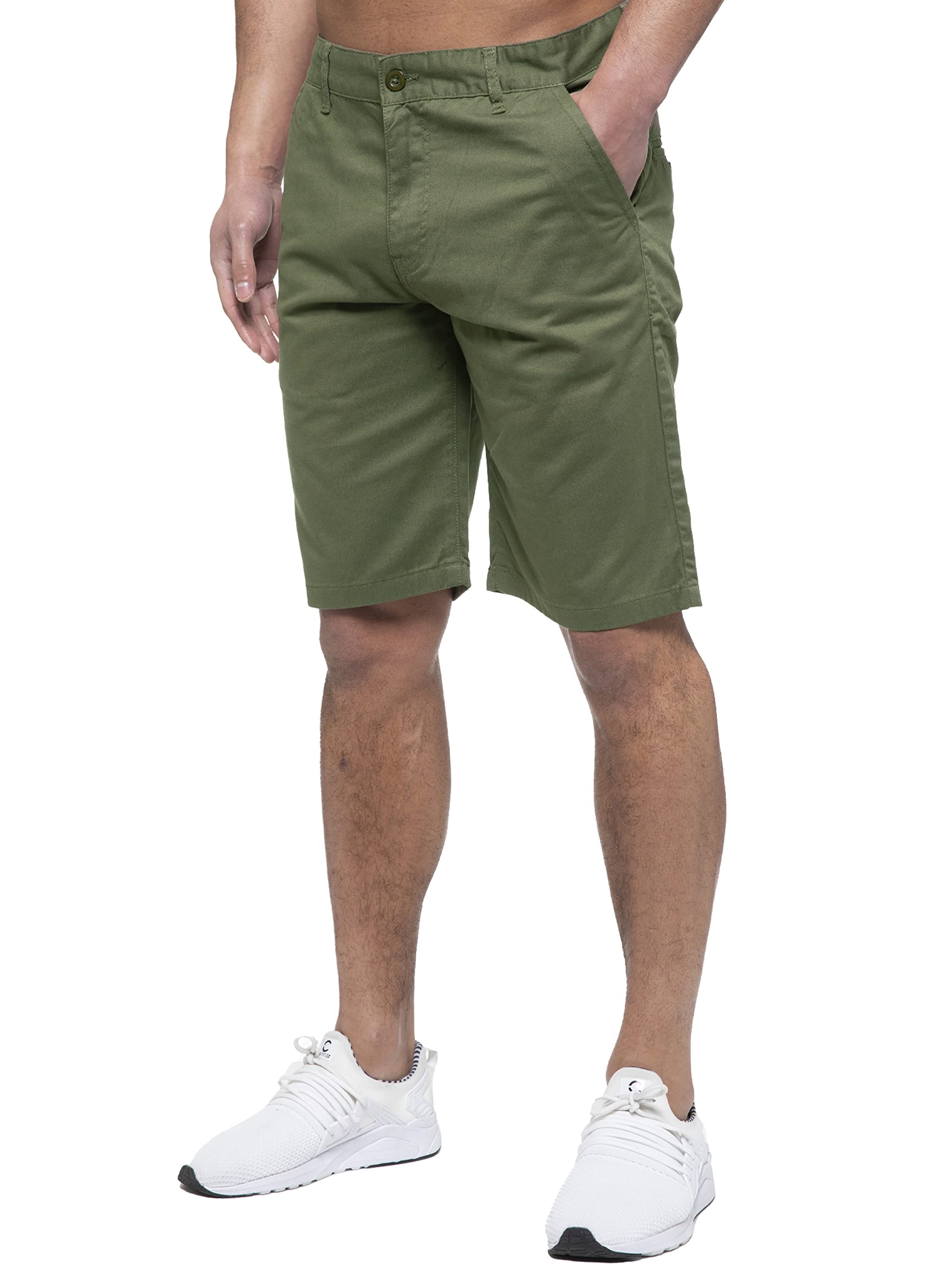 989Zé Enzo Men's Khaki Chino Shorts Cotton Regular Fit Summer Casual Smart Half Pants Ezs429 36