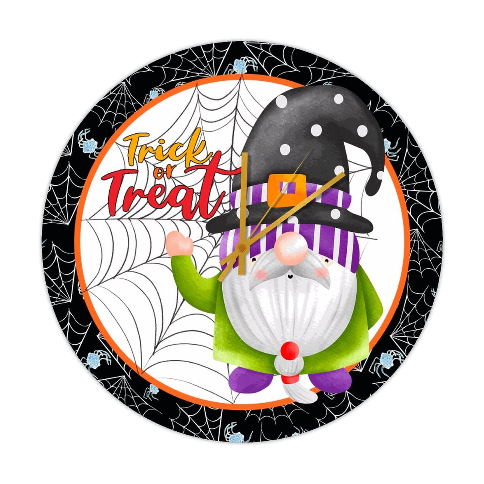 Horloge Halloween en bois 38cm à piles pour mur sans câble