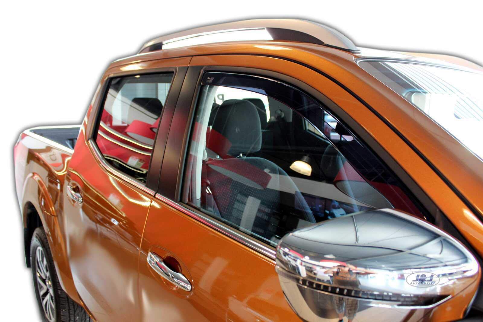 J&J AUTOMOTIVE Heko Déflecteurs d'air et de Vent pour Nissan Navara D23 / NP300 Depuis 2015, Lot de 2pcs, Teintés, Avant et Arrière, Aérodynamique