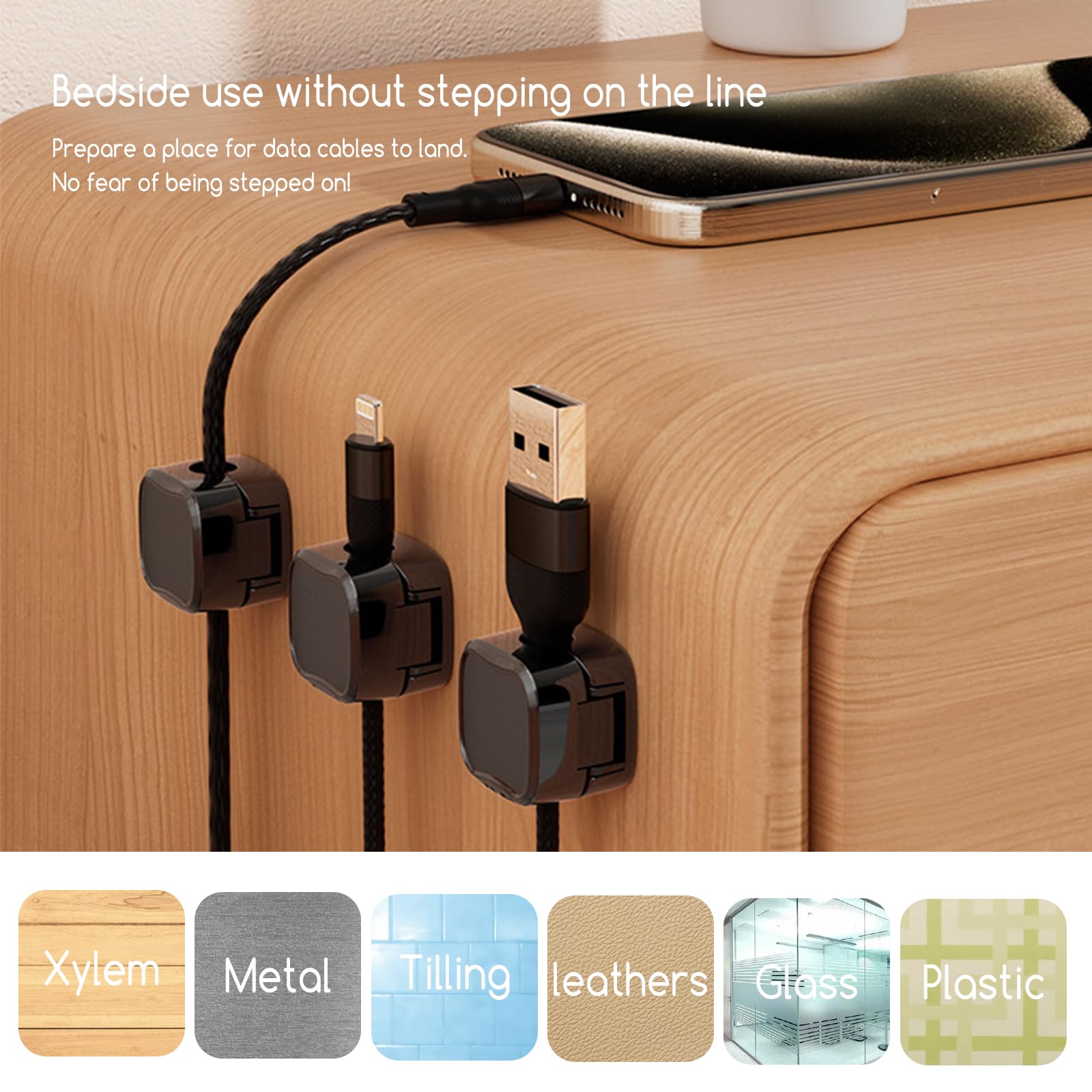 Auptiz 9 Pezzi Fermacavi Magnetici Bianchi - Organizzatore Cavi Per Scrivania, USB, HDMI | Adesivo E Regolabile