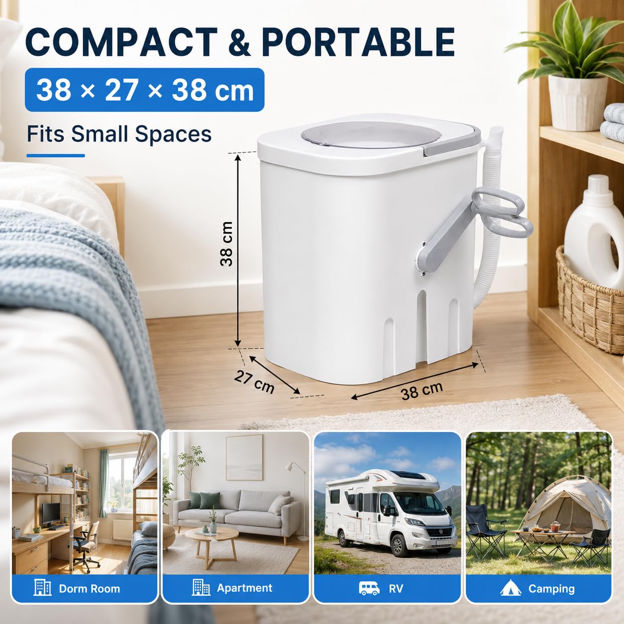 Mini lavatrice con manovella, lavatrice portatile da campeggio senza elettricità