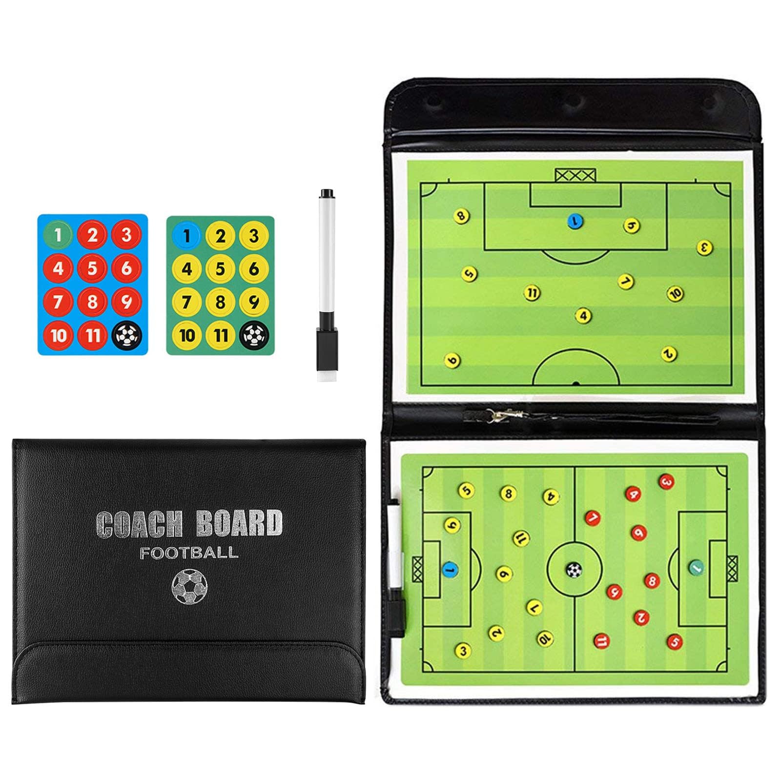 NALACAL Soccer Coaching Board, Magnetic Soccer Tactics Board with Magnets and Marker Pen, Dry Erase Coaches Clipboard, Training Equipment and Coach Gift