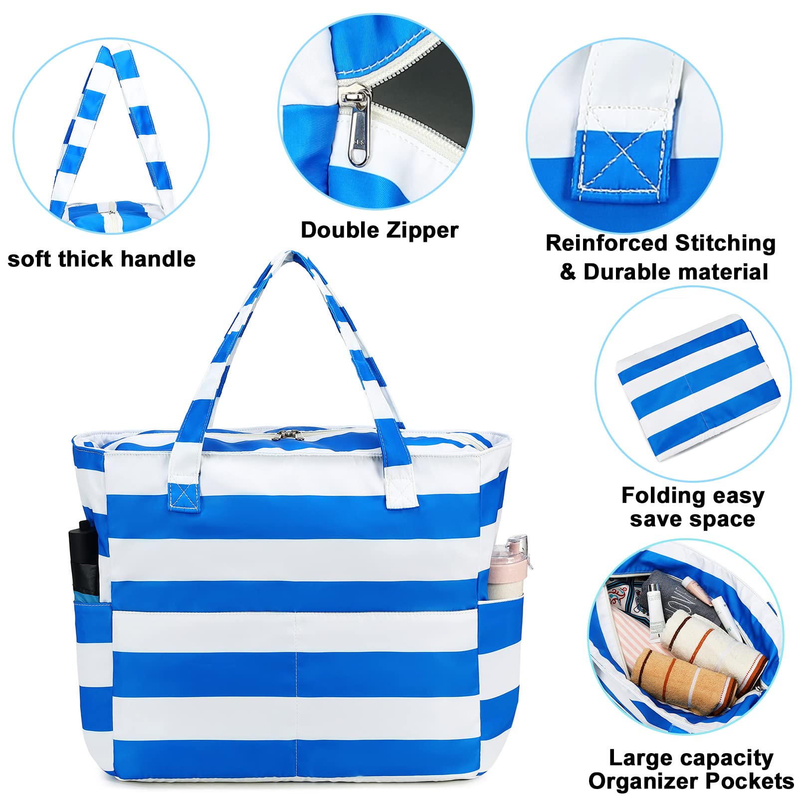 Borsa impermeabile da spiaggia, piscina, da donna, extra large, borsa da palestra con scomparto bagnato, per viaggi e weekend