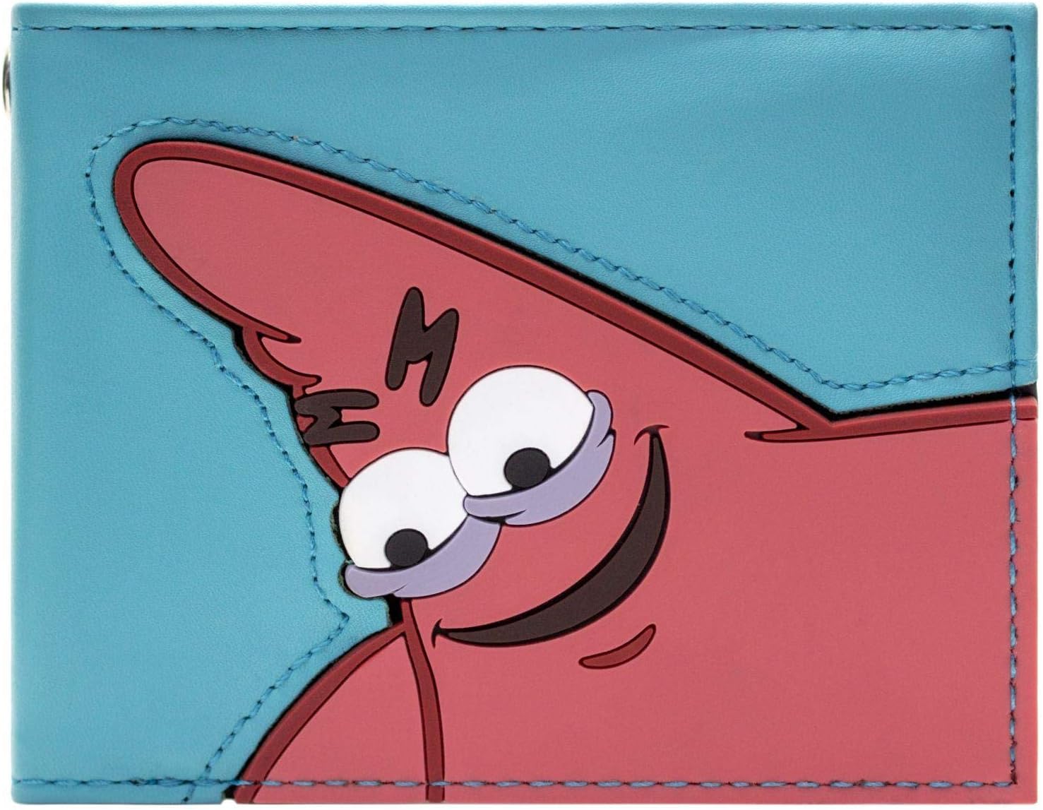 SpongeBob SquarePants Patrick Star Face Stare Wallet Bi-Fold ID & Card Holder, Blue