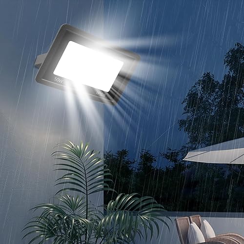 camuucci Luz de inundación LED para exteriores de 50 W, luz de trabajo exterior 6000 K, luz de seguridad blanca, IP66 impermeable para patio,