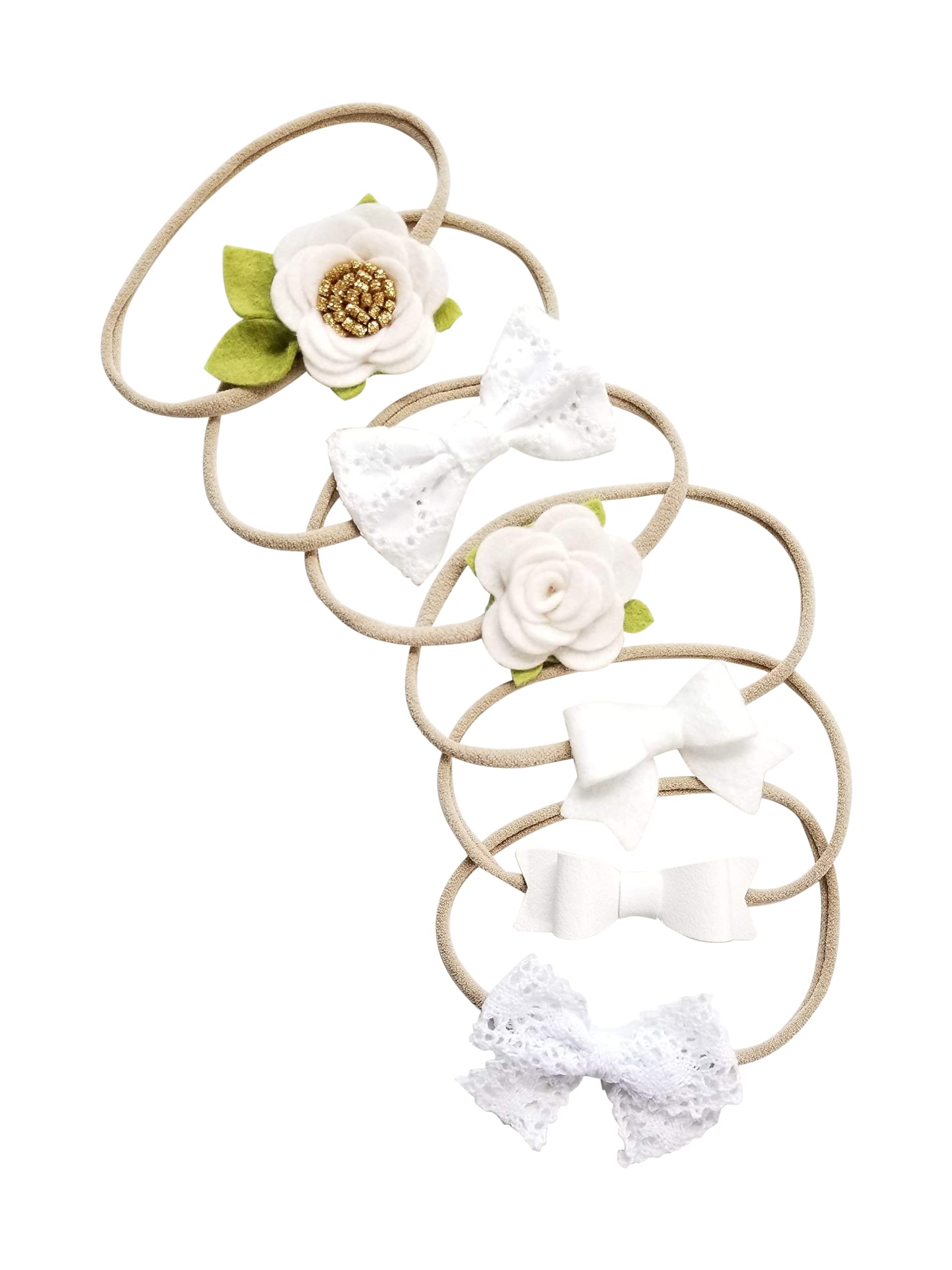 Baby Bows Neutral white Headbands Set hair accessories baby headbands