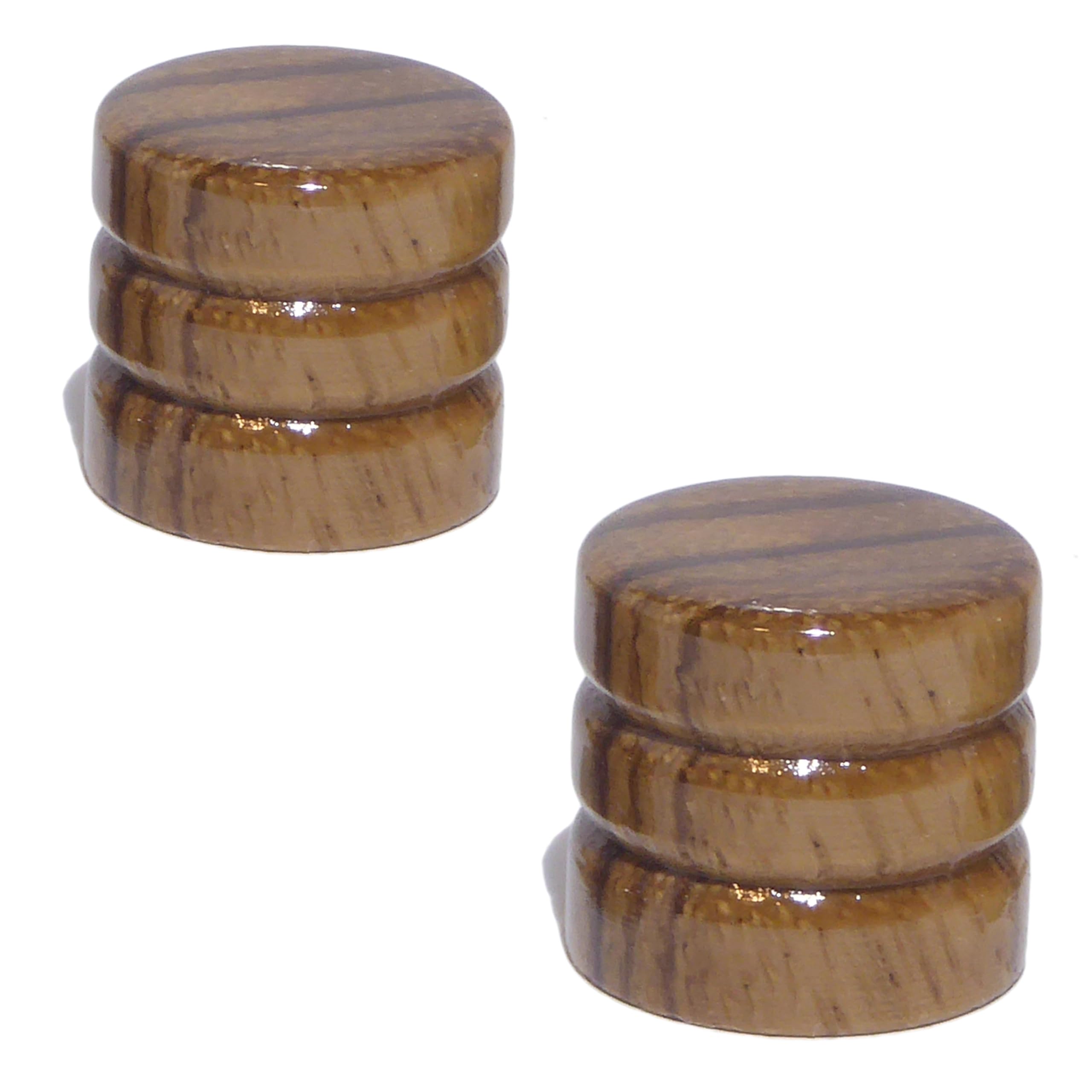 2x Wood guitar control knobs Zebra beach maple grained finish tone or volume Black Dog Music