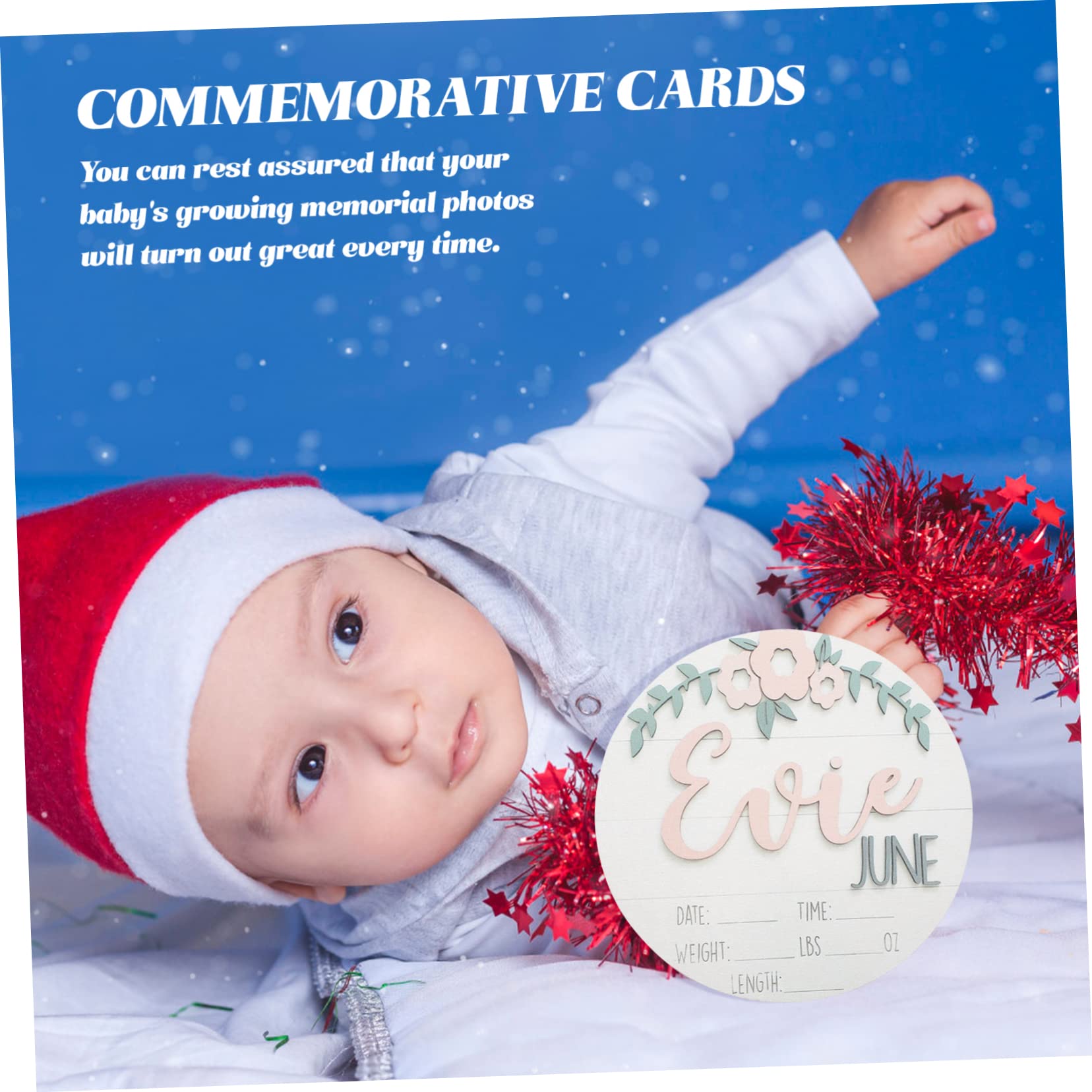 BESPORTBLE 2Pcs Announcement Sign Round Birth Announcement Prop for Newborn Photo for Shower Decor Gender Reveal Party and Birth Records