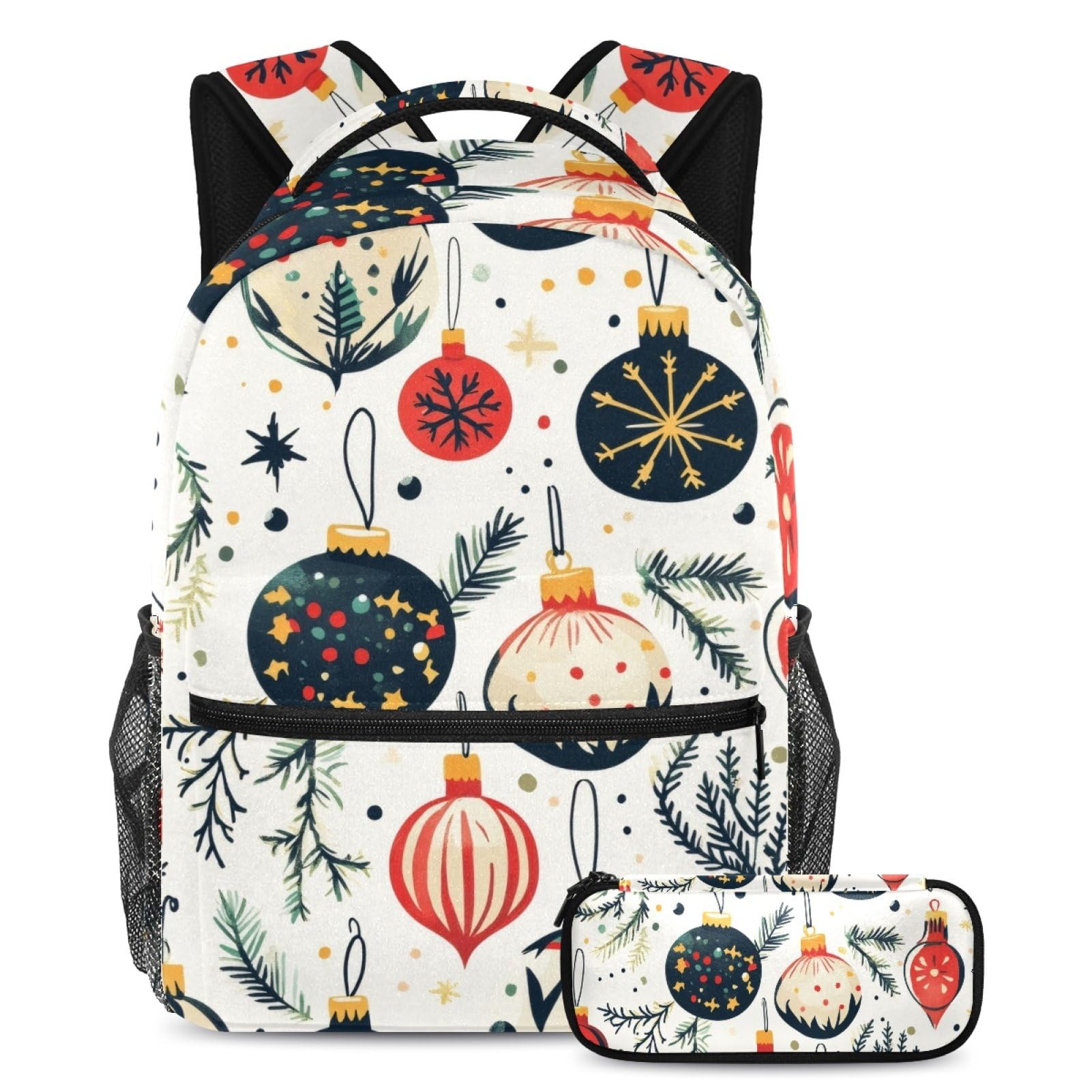 Sac d'école avec boule colorée de Noël grande capacité pour filles - 7