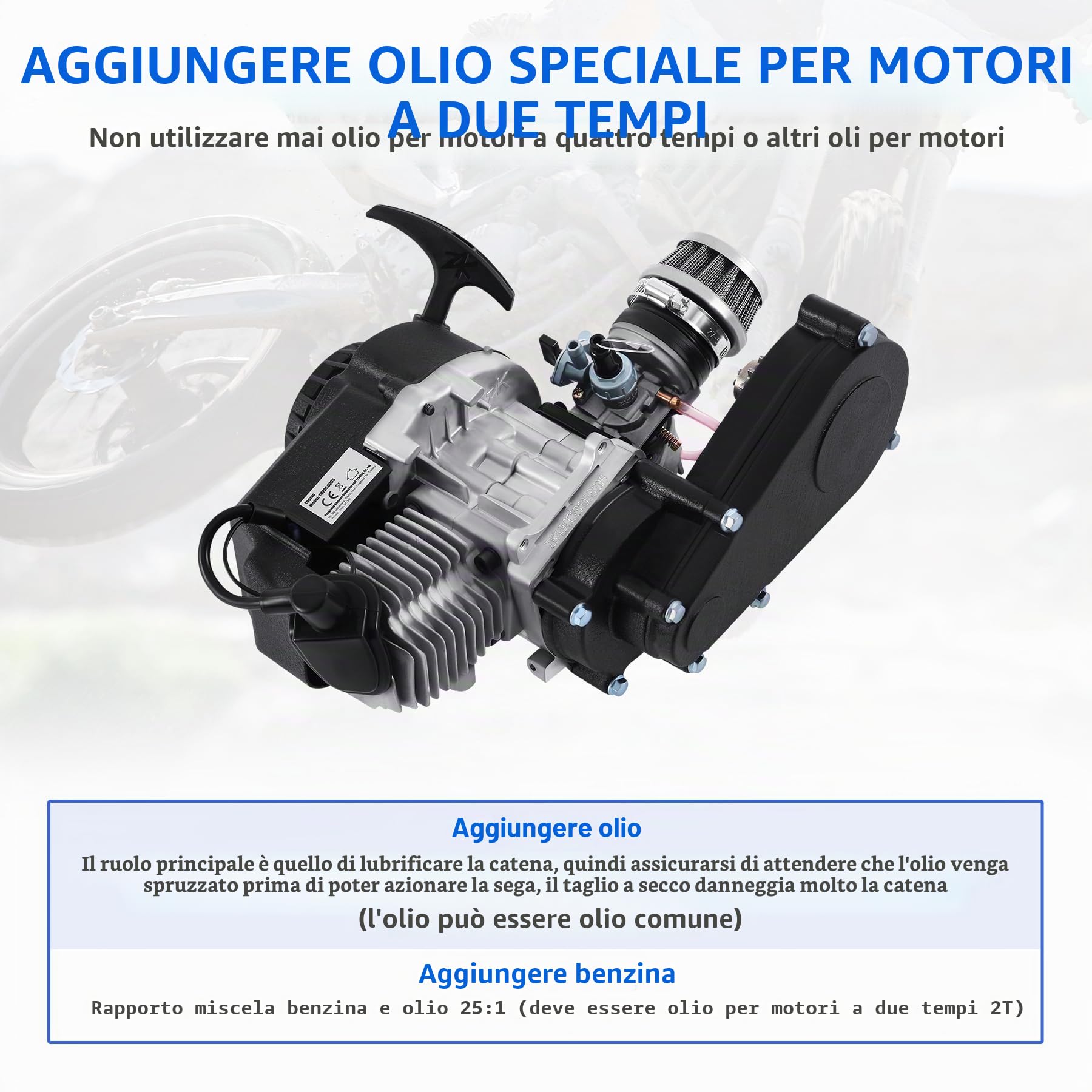 Samger Motore da 49 cc, 50 cc, motore a 2 tempi, dirt bike, cross, mini ATV quad, carburatore