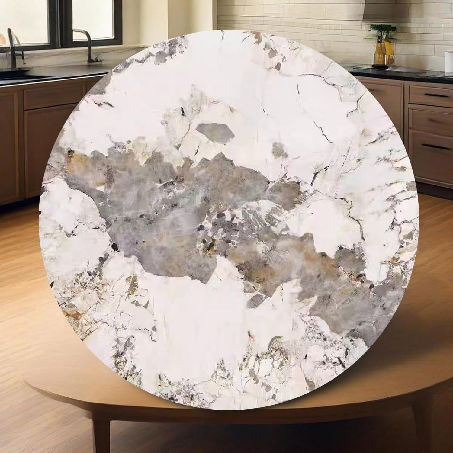 Rotondo Piatto Girevole in Ardesia, Large Lazy Susan Vassoio da Portata 60 70 80 90 100 cm, Grande Centrotavola Piatto da Portata(Glossy Gold Gray,24"/60cm)