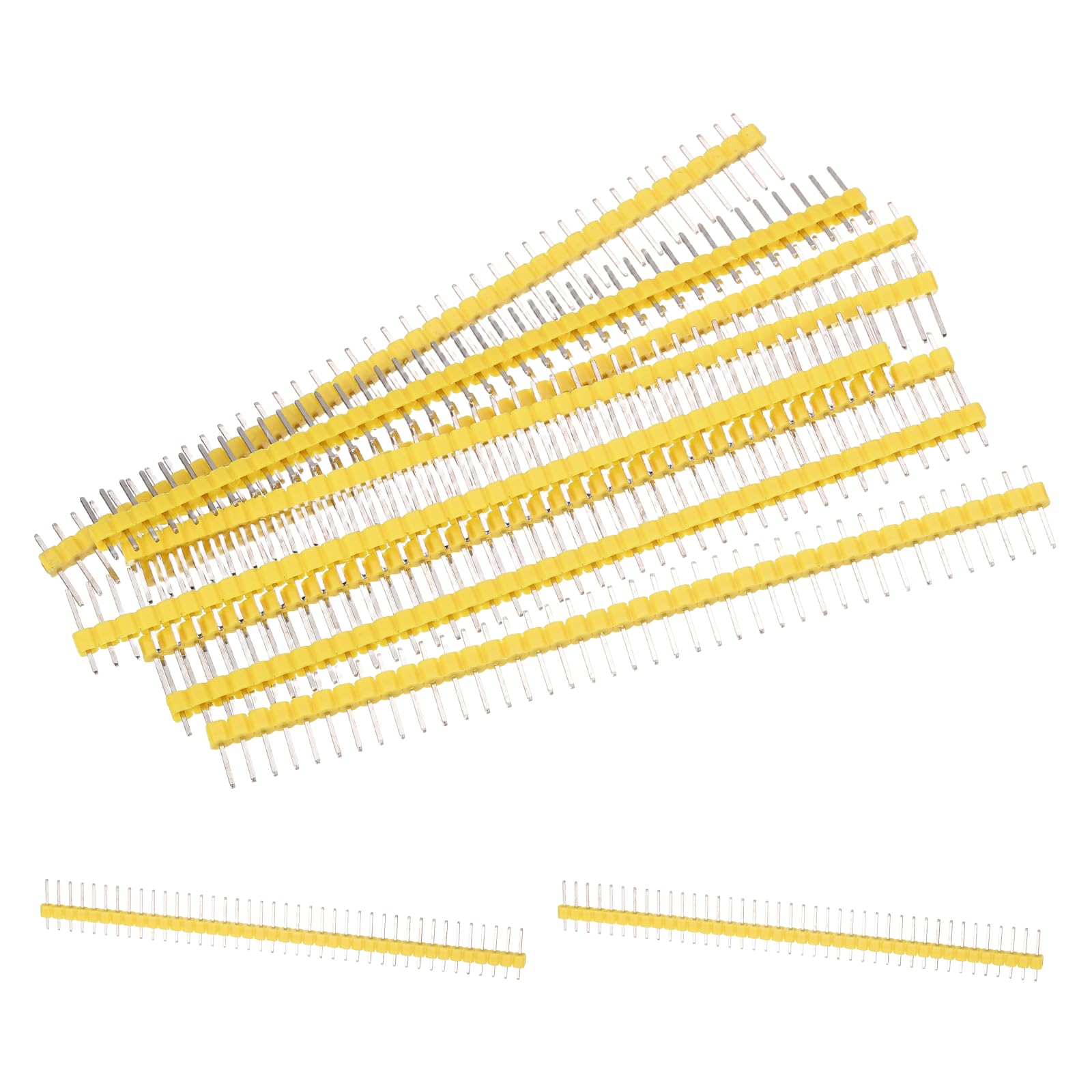 sourcing map Straight Male Pin Header DIP Single Row 40 Pin 2.54mm Pitch Copper Plated for PCB Pack of 10,Yellow