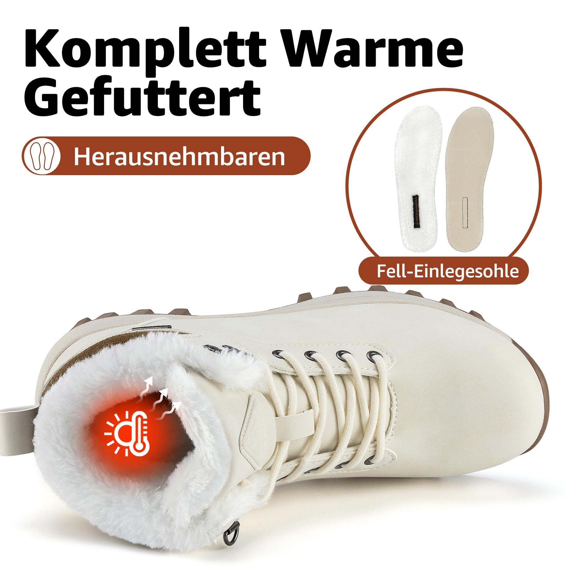 Mishansha Uomo Scarpe Invernali Donna Stivali da Neve Calda Impermeabili Outdoor Sneakers da Trekking Taglia 36-48 EU