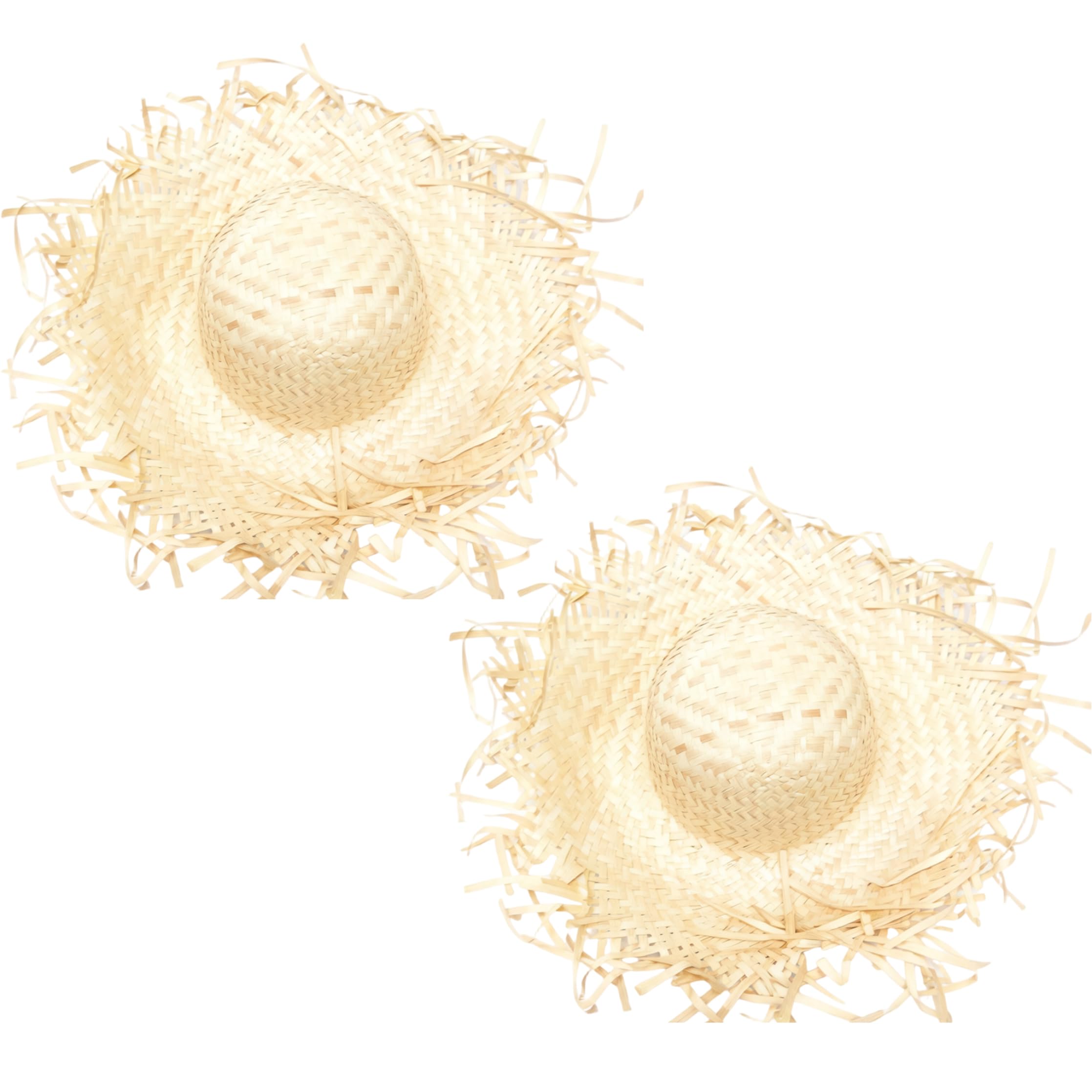 Cappello di paglia pava intrecciato da 2 pezzi con nappa per la spiaggia