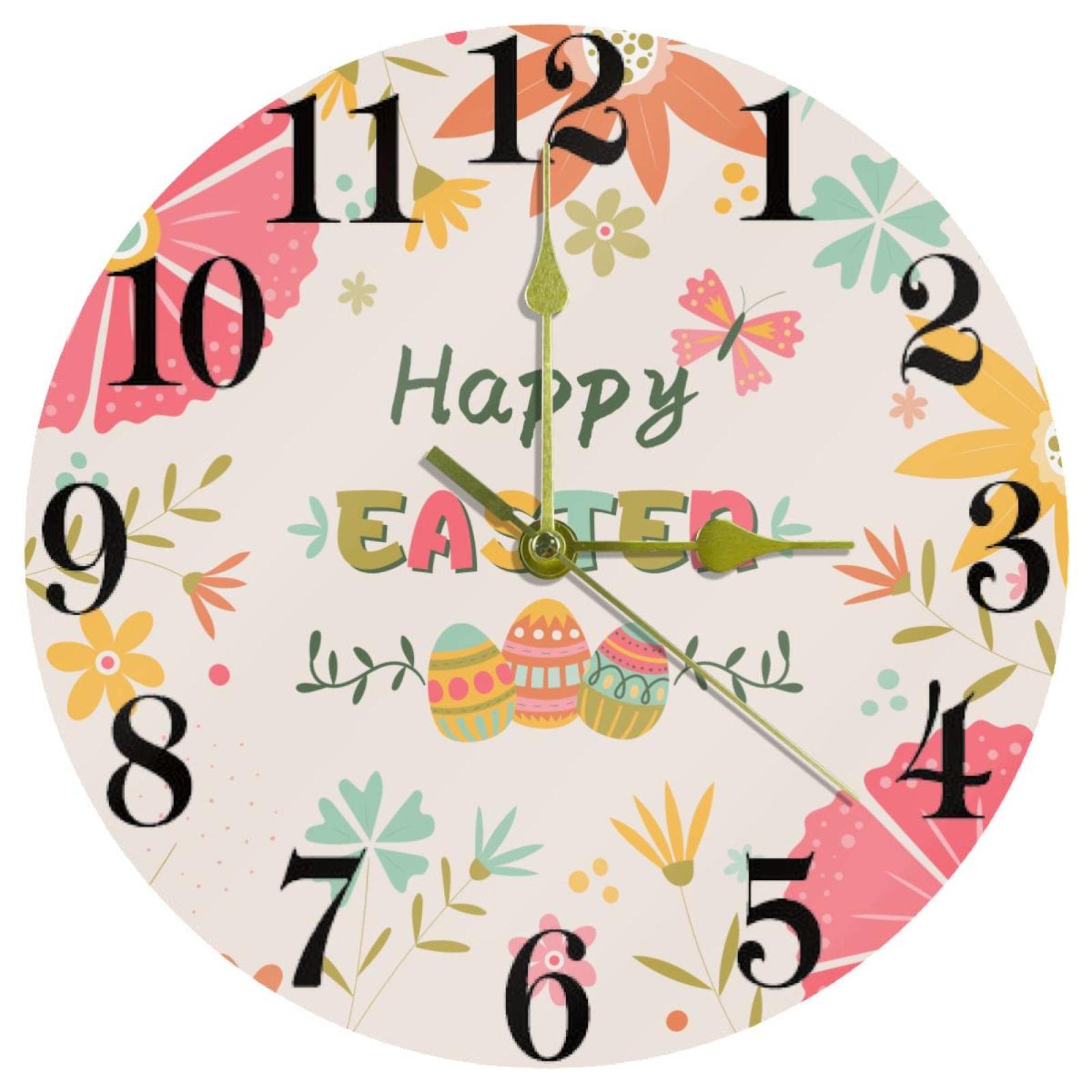 Horloge murale silencieuse à motif floral montre sans tic-tac à pile