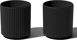 Veradek Demi Series Round Planter - Durable Plastic-Stone Composite for Porch, Patio, Backyard | Weatherproof Modern Décor 11x12"
