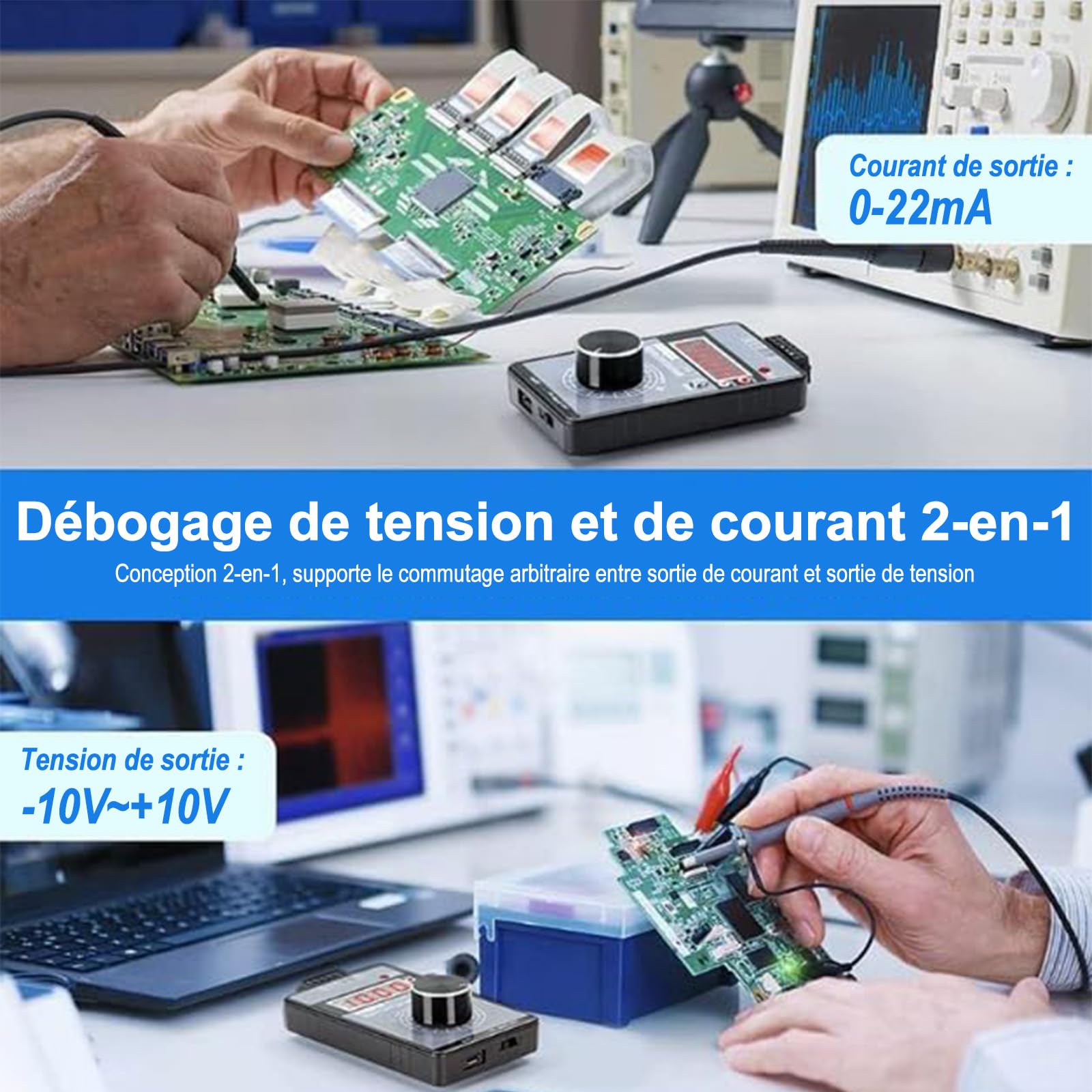 Générateur De Signal Portable, 4-20mA Générateur De Signal De Courant De Tension, 0-10V/0-22mA Ajustable Simulateur De Tension Actuelle Rechargeable Calibrateur De Source De Signal Analogique