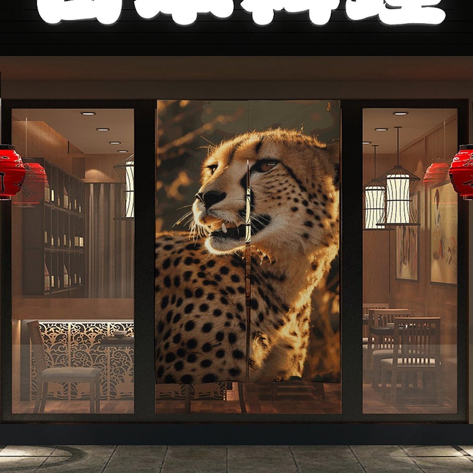 NTVOWPZO Cheetah Door Curtain for Doorway Privacy Dividers Fengshui Curtain Fabric Door Cover Blackout WindowCurtain for Home Bedroom Kitchen Decor 34x57in 2 Panel