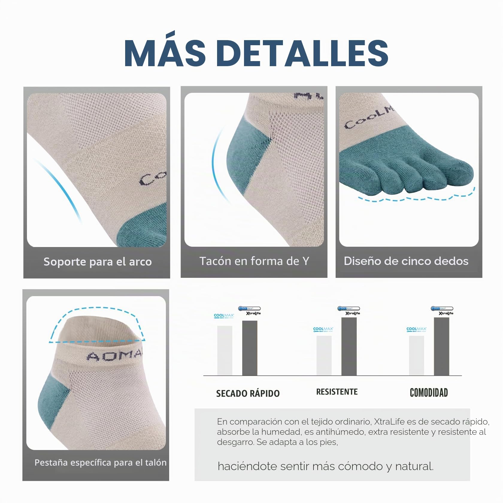 likloks Hombres/Mujeres Calcetines con Dedos CoolMax Alto Rendimiento Atletismo Ejecutar Calcetines Deportivos