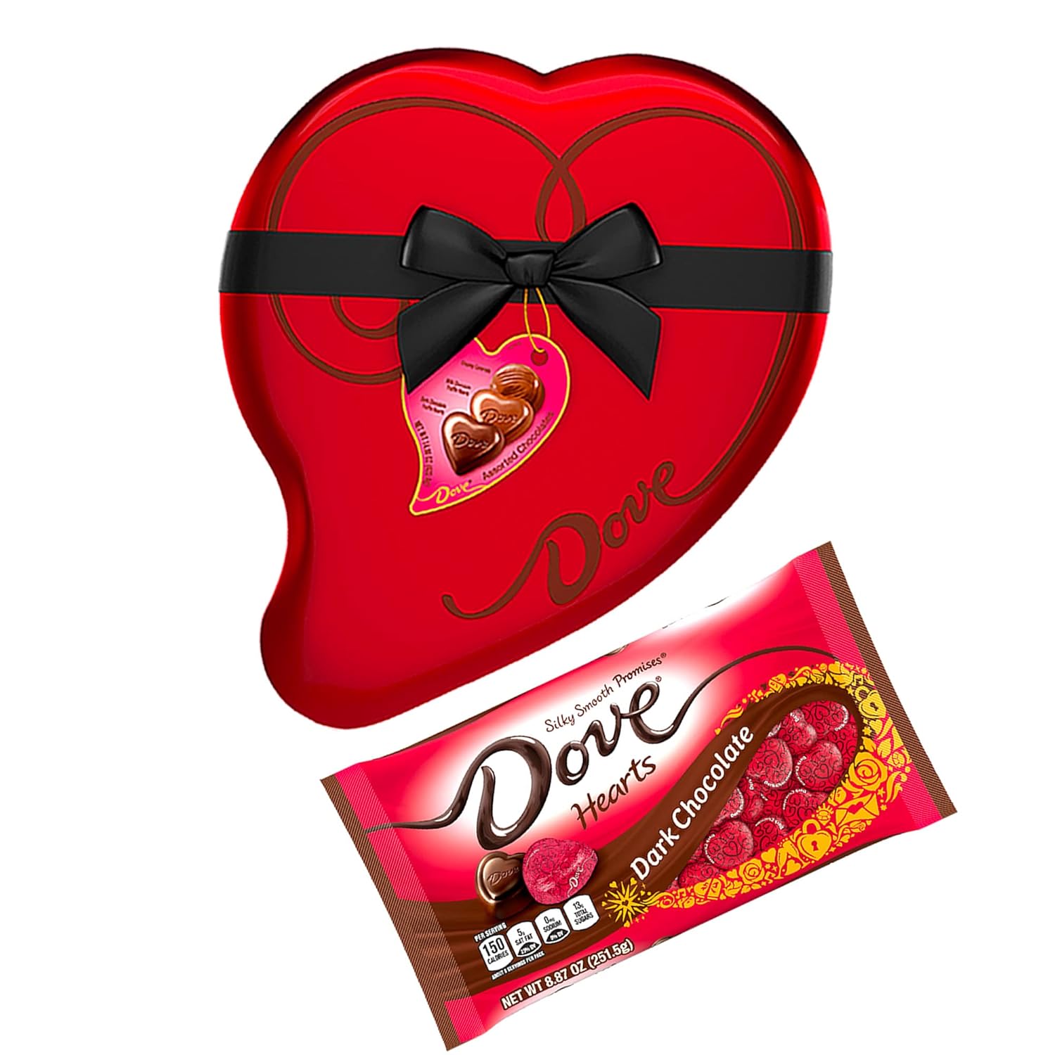 CANDYMAN Valentine Day Bundle with (1) XL DOVE Chocolate Candy Assortment Heart Tin