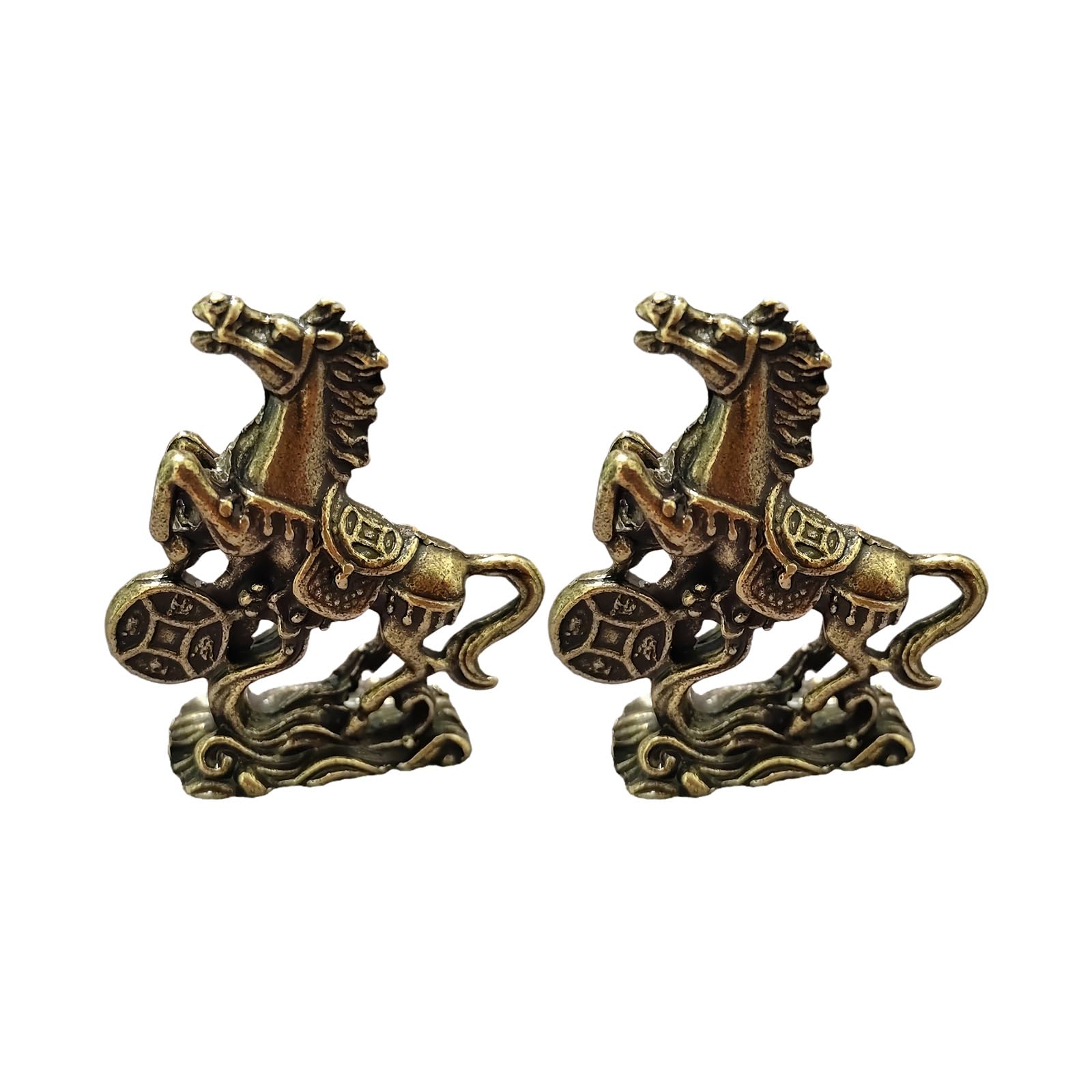 Shunzhong 2Pcs Metal Horse Ornament Enhancing Ambiance Cultural Significance Living Room Fengshuis Wealth Horse Miniature Decors