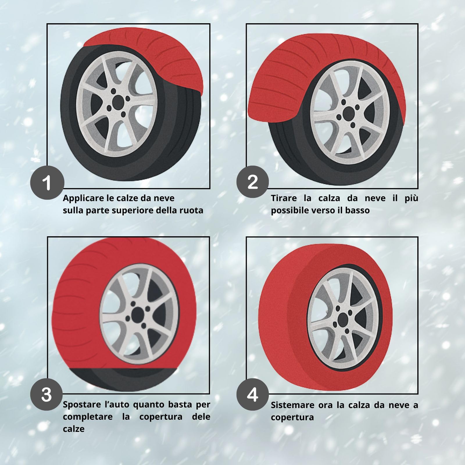 Calze da Neve, omologate Italia EN 16662-1, 2 Calze Neve Auto, Montaggio rapido, Guanti Inclusi, Snow Socks Ultra Grip (XL) 236x43 cm
