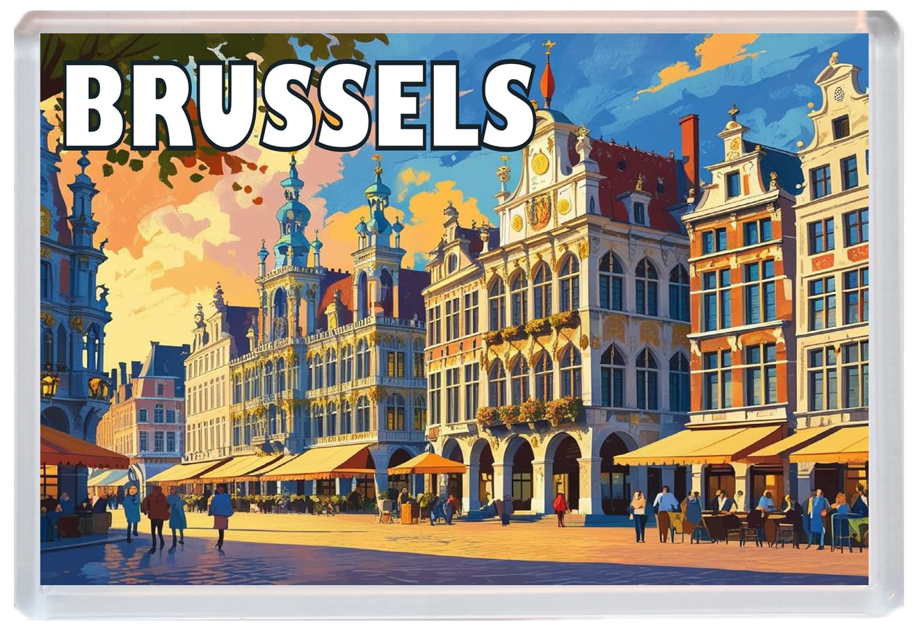 Baked Bean Store Multicolor Brussels - Belgium - Jumbo Artistic Fridge Magnet 96 X 67Mm Bbsfhm1876