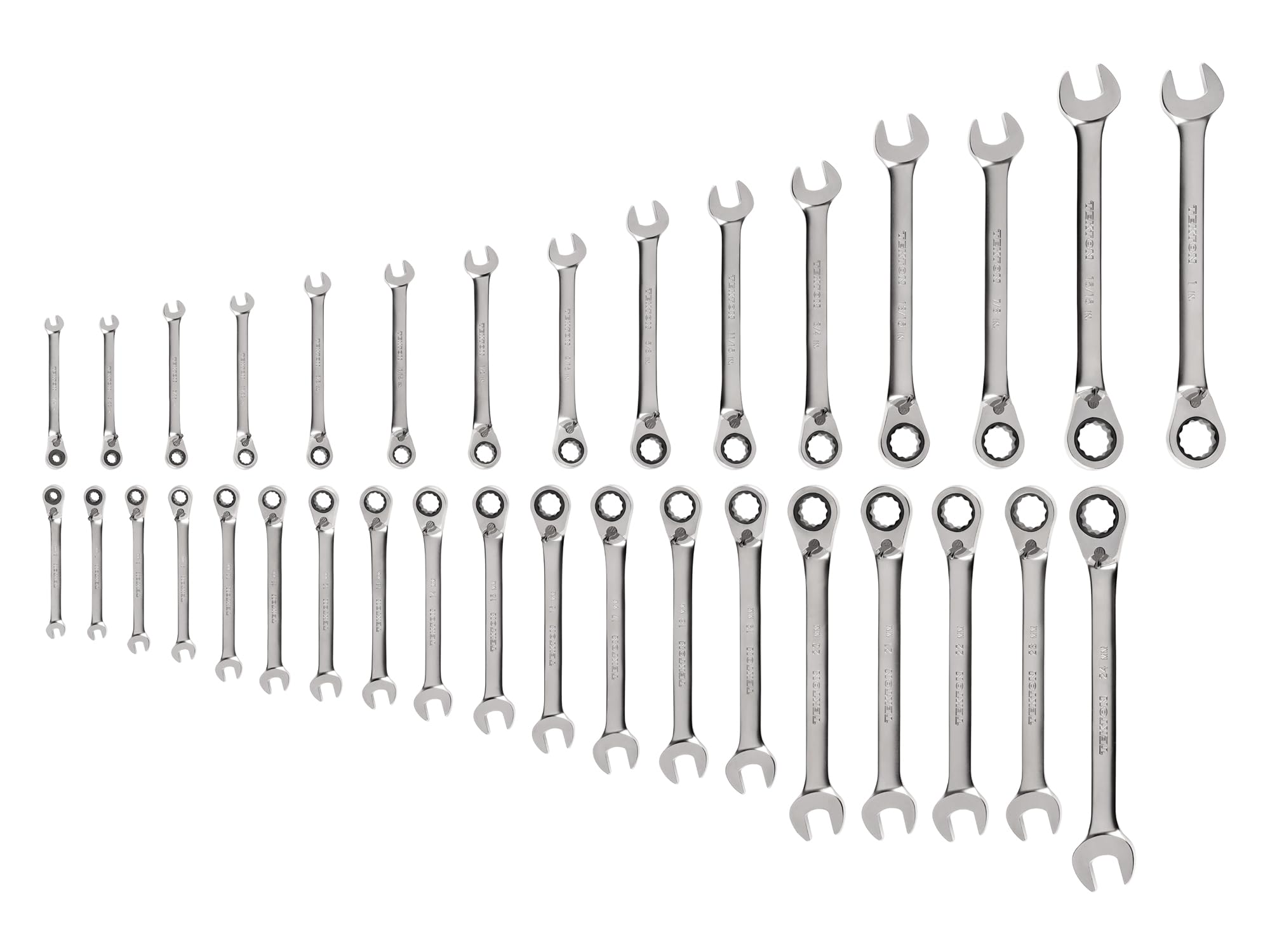 TEKTON Reversible 12-Point Ratcheting Combination Wrench Set, 34-Piece (1/4-1 in., 6-24 mm) | WRC94005