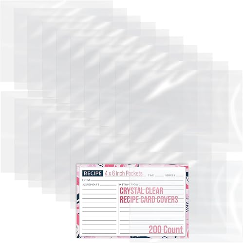 Better Kitchen Products Fundas transparentes para tarjetas de recetas, 4 x 6 pulgadas, paquete de 200