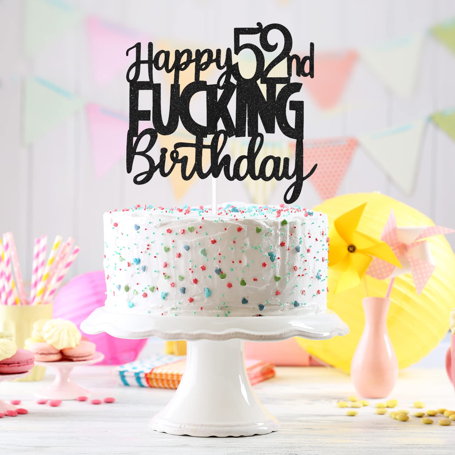 52nd Gold Lettering 52nd Birthday Cupcake Toppers Gold - 24 Pack Glitter Number 52 Party ...