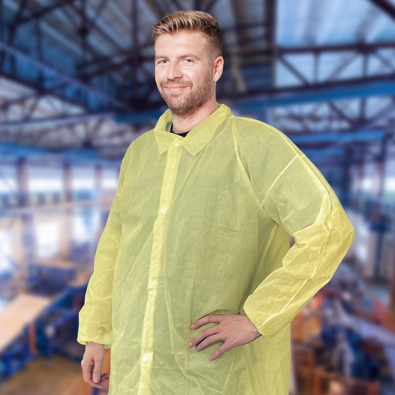 Abc Yellow Disposable Lab Coats For Adults Xl 50 Pack Desertcart