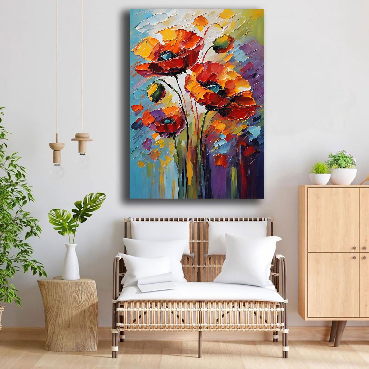 Printerland Quadro Moderno Soggiorno FIORI Astratto Quadri moderni da Parete XXL grande Stampa su tela Canvas Decorazione Murale muro Arredo Camera da letto Cucina (8, 70x100 cm)