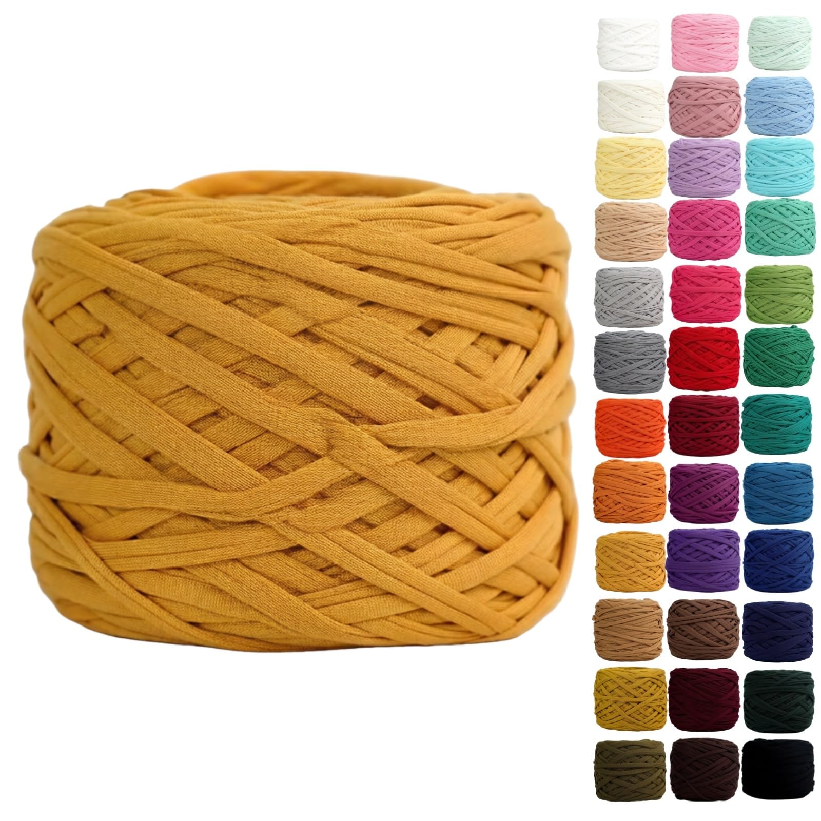 Binwat T Shirt Yarn for Crocheting 150m Elastic Ribbon Yarn Thick Crochet Fabric Yarn, Knitting T-Shirt Yarn for Crochet Bag/Blanket/Basket, DIY Crafts Projects, Home Decor (Ginger) — image 1