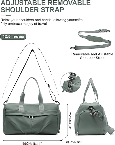 Miniatura 4 de Bolsa de gimnasio para mujeres y hombres con compartimento para zapatos, bolsa de lona deportiva, impermeable, para viajes, fin de semana, para