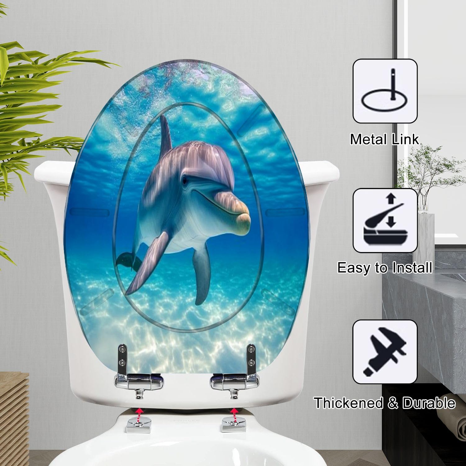 Asiento de inodoro redondo de cierre suave para baño