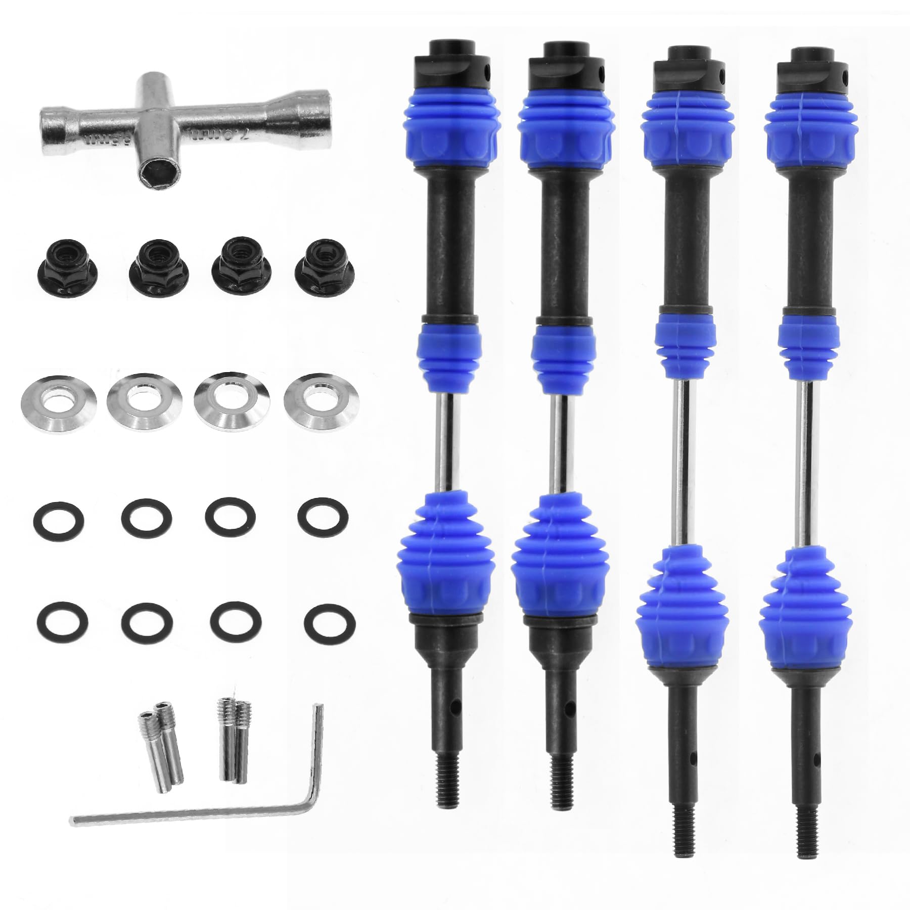 Upgraded Drive Shaft 40Cr Steel Front Rear CVD Driveshaft for RC 1/10 Traxxas Slash 4x4 Rustler VXL 4X4 Stampede VXL 4X4 Upgrades Parts (Dark Blue)
