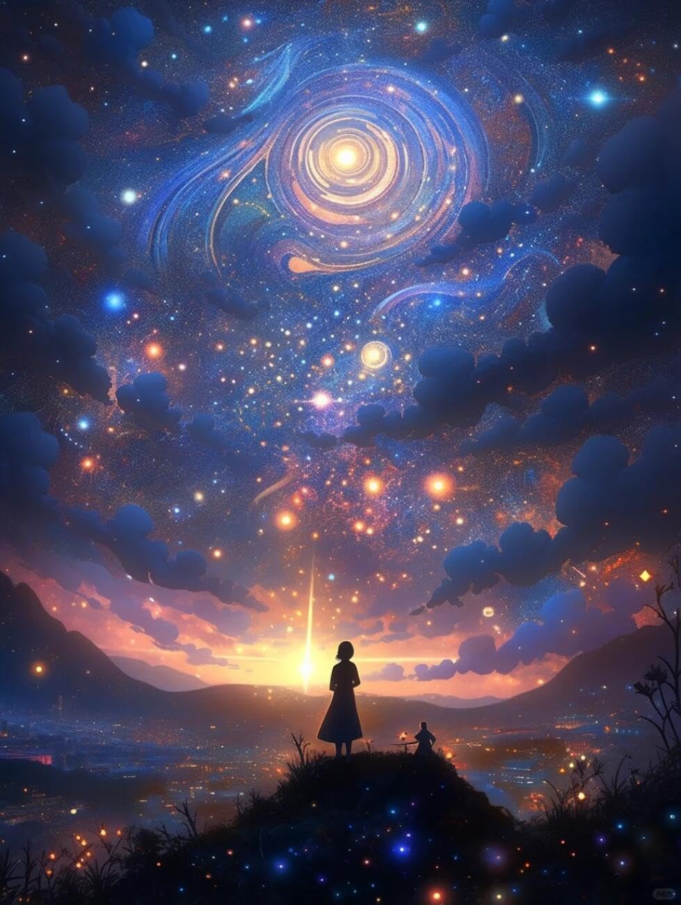 Henypt Cross Stitch Kit Anime Sky DIY Needlepoint Set for Adults Beginners with Accessories Handmade DIY/Gifts 14CT 40x50cm
