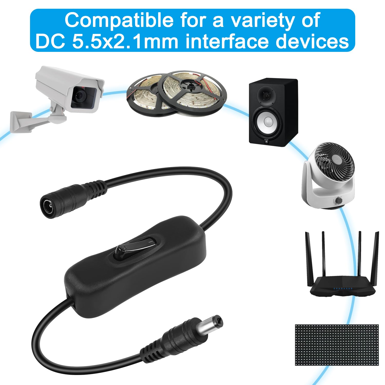 Amazon.com: HATMINI DC5521 Inline Switch On Off Cable, 4PCS DC 5.5