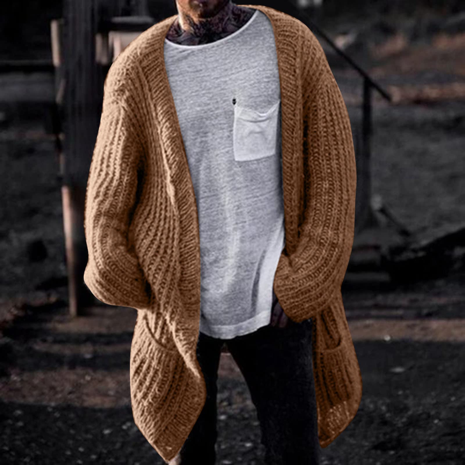 Cardigan Punto Hombre, Chaqueta De Punto Elegante Hombre Cuello V Cierre De Botones Y Bolsillos Para Chaqueta Primavera Y Otoño Cómodo Suave Abrigo Casual Moda Para La Moda Diaria Y Comodidad
