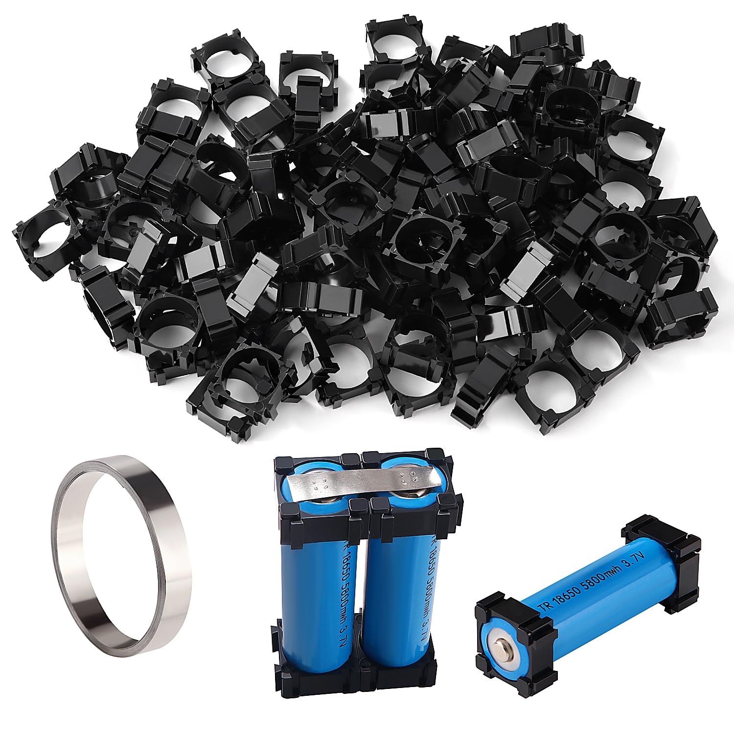 100 Pezzi Supporto Per Batterie 18650 - Portabatterie In Plastica Per Fai Da Te E Progetti Elettronici - Foto 8