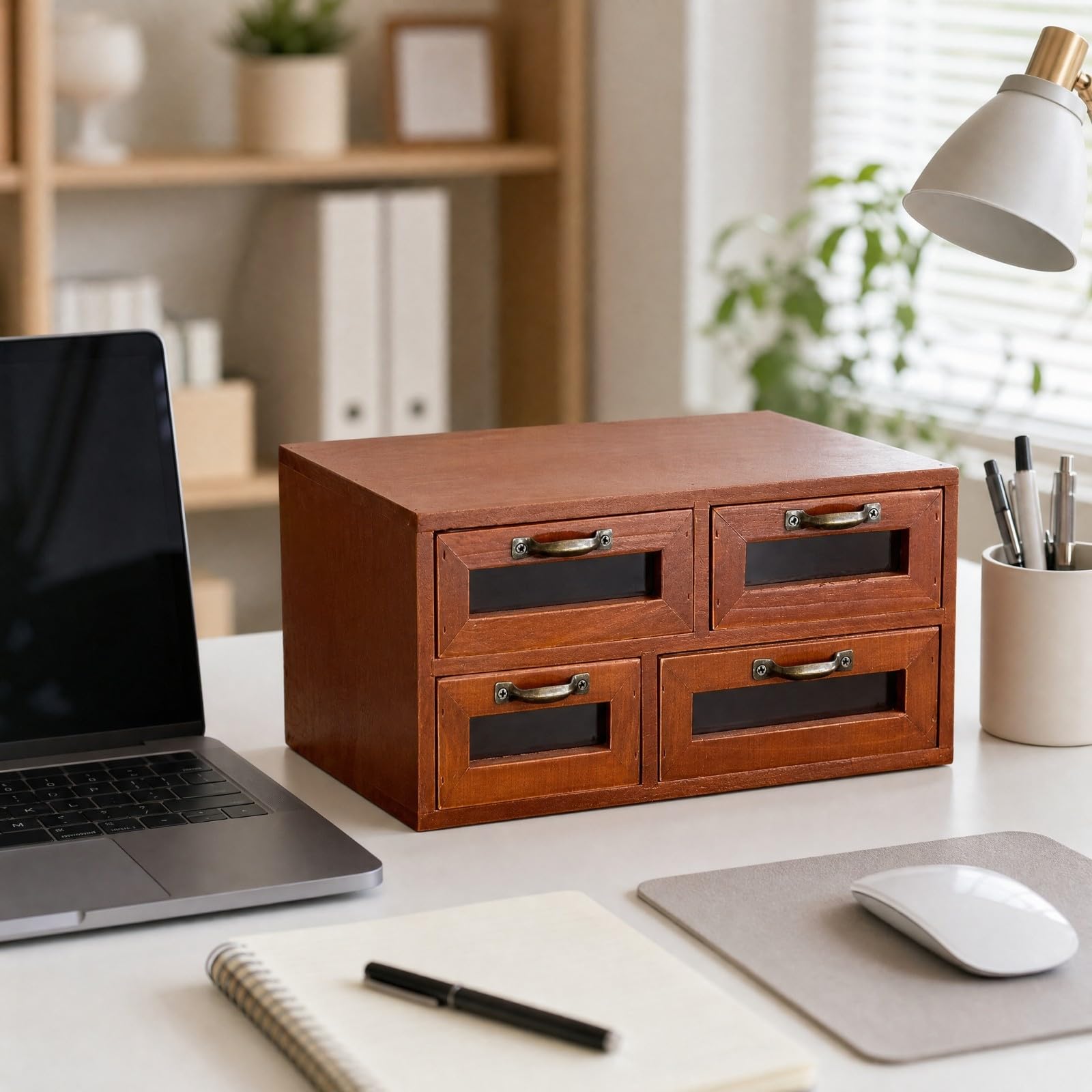 Contenitore Tavolo in Legno con Cassetti Scorrevoli Rack Scrivania Organizer Portaoggetti per Artigianato