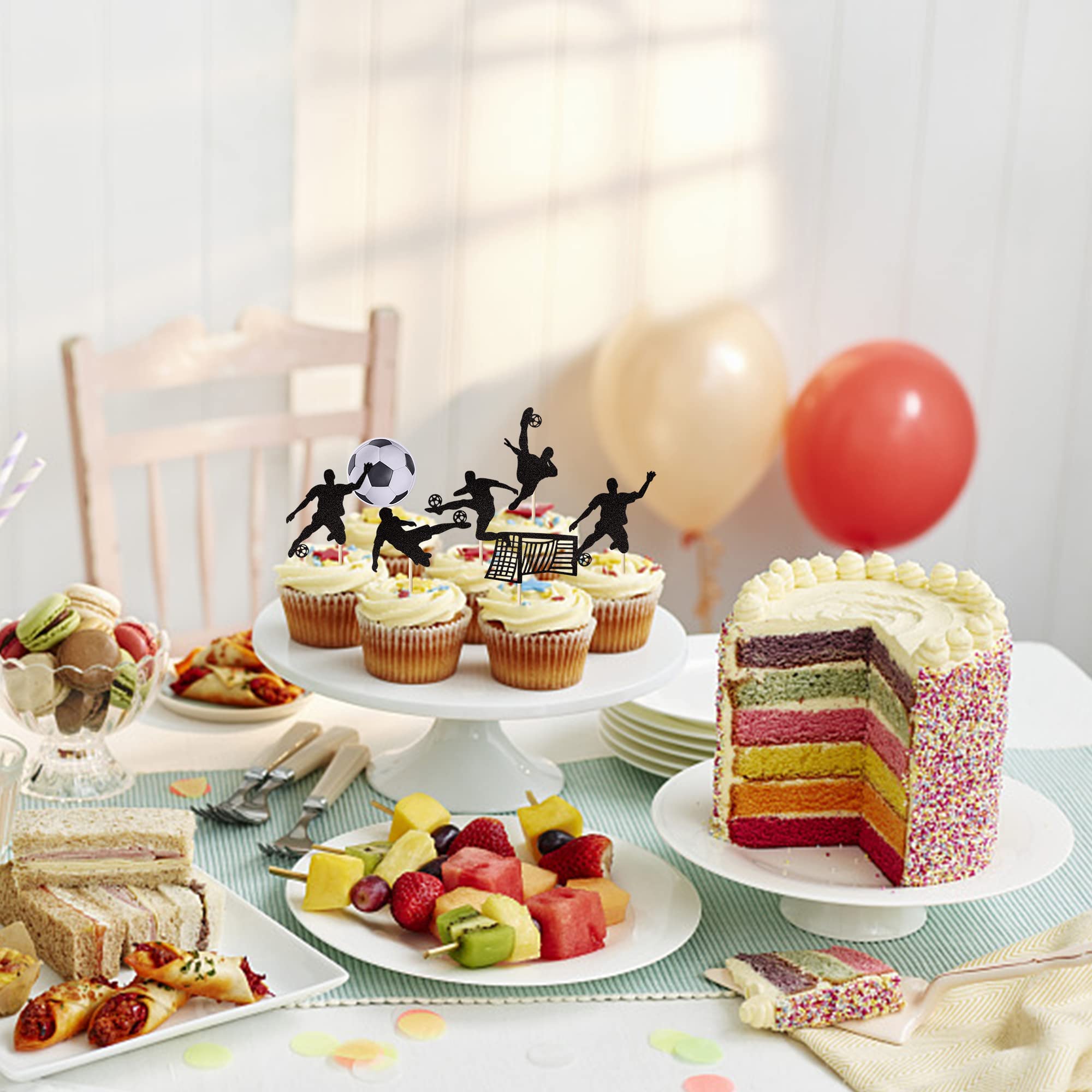 25 Piezas De Decoración De Cupcakes De Fútbol Con Purpurina Para Balones De Fútbol Para Cupcakes