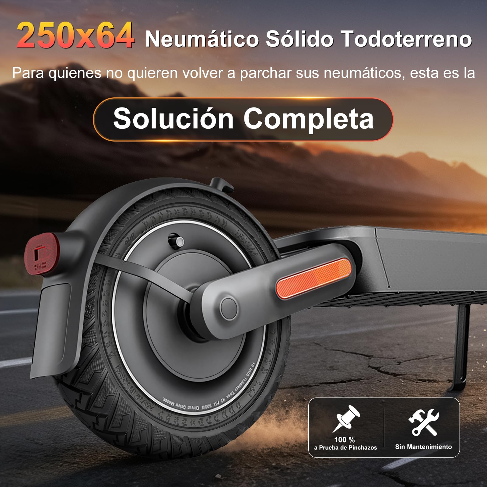 250 x 64 pneumatici completi per Xiaomi 4 Ultra, Navee S65, Navee S65C, scooter elettrico 250 x 64 fuoristrada, pneumatici solidi da 10 pollici, pneumatici in gomma piena, accessori di