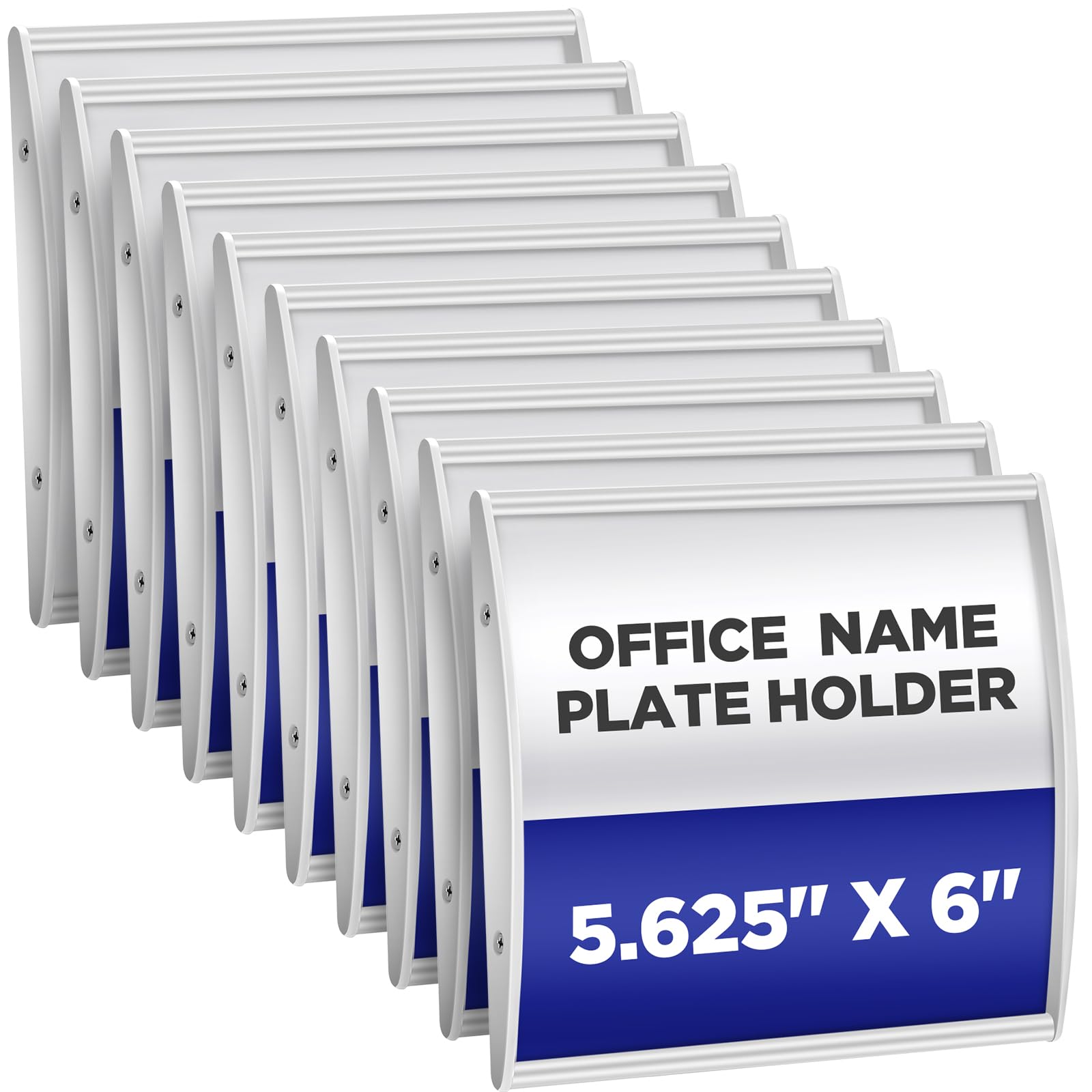 Yaocom 10 gebogene Namensschildhalter für Türen, 14,3 x 15,2 cm, Wandmontage, Büro-, Geschäftstürschild-Halter, Aluminium-Schilderrahmen mit Klebeband, Kunststofffolie, für Büro, Business, Display