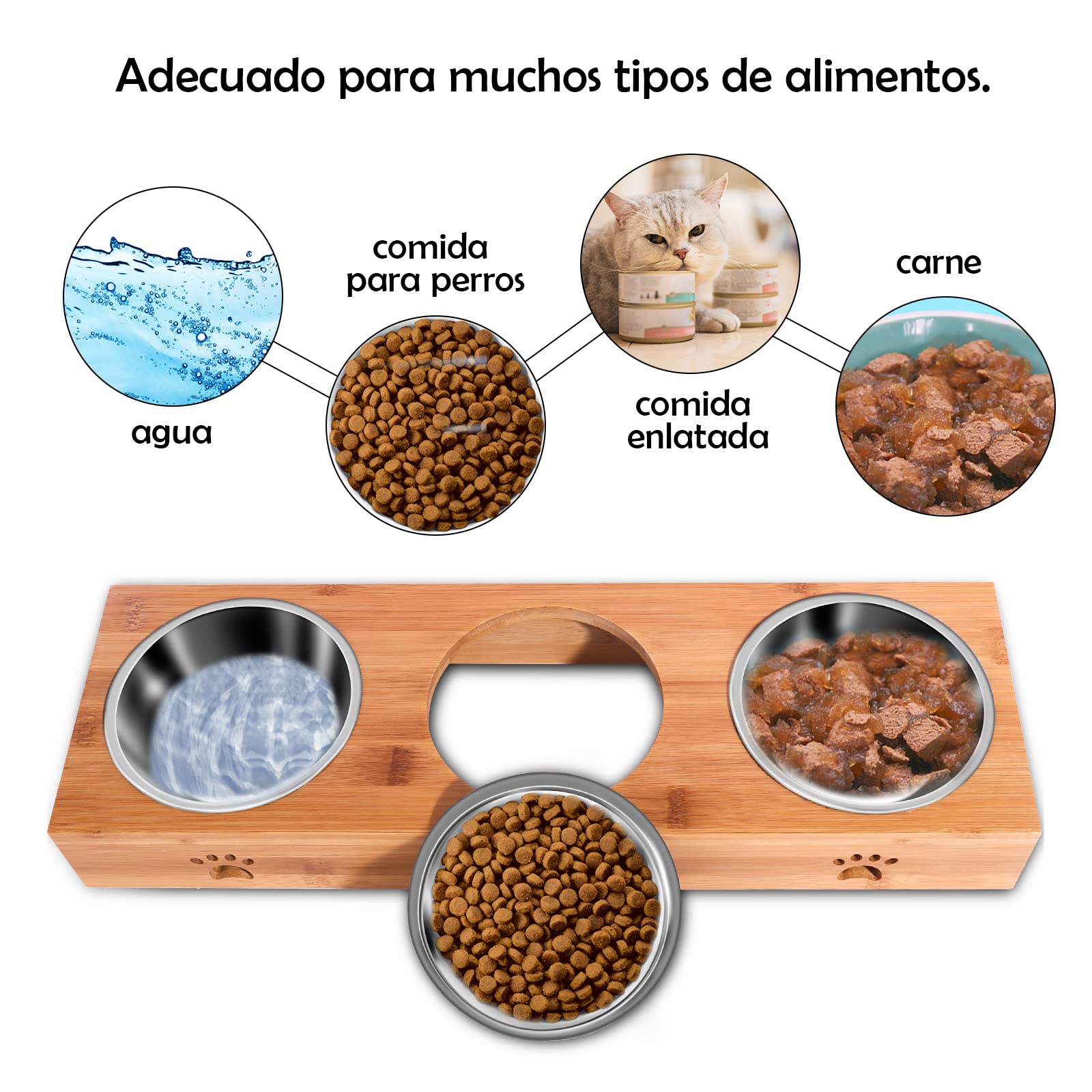 OXYEFEI Comedero Perro Pequeño, Comedero Perro Personalizado Nombre con Base de Bambú Antideslizante - para Mascotas Pequeñas Gatos y perro/400ml (3 Cuenco)