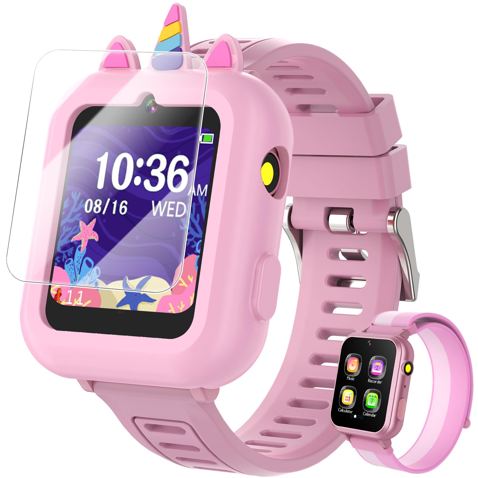 Smart Watch for Kids with 39 Games Touchscreen Camera Video, Music Player, Pedometer, Calculator, Calendar, Stopwatch, Flashlight, Alarm Clock 12/24 hr, Birthday Gifts Toys for Girls Ages 3-12